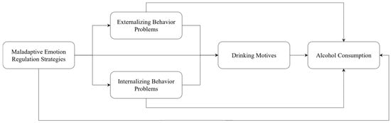 Hypothesized path model linking risk factors to adolescents’ alcohol consumption.