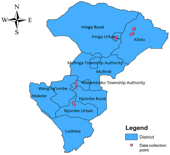 Map showing Njombe and Iringa study areas.