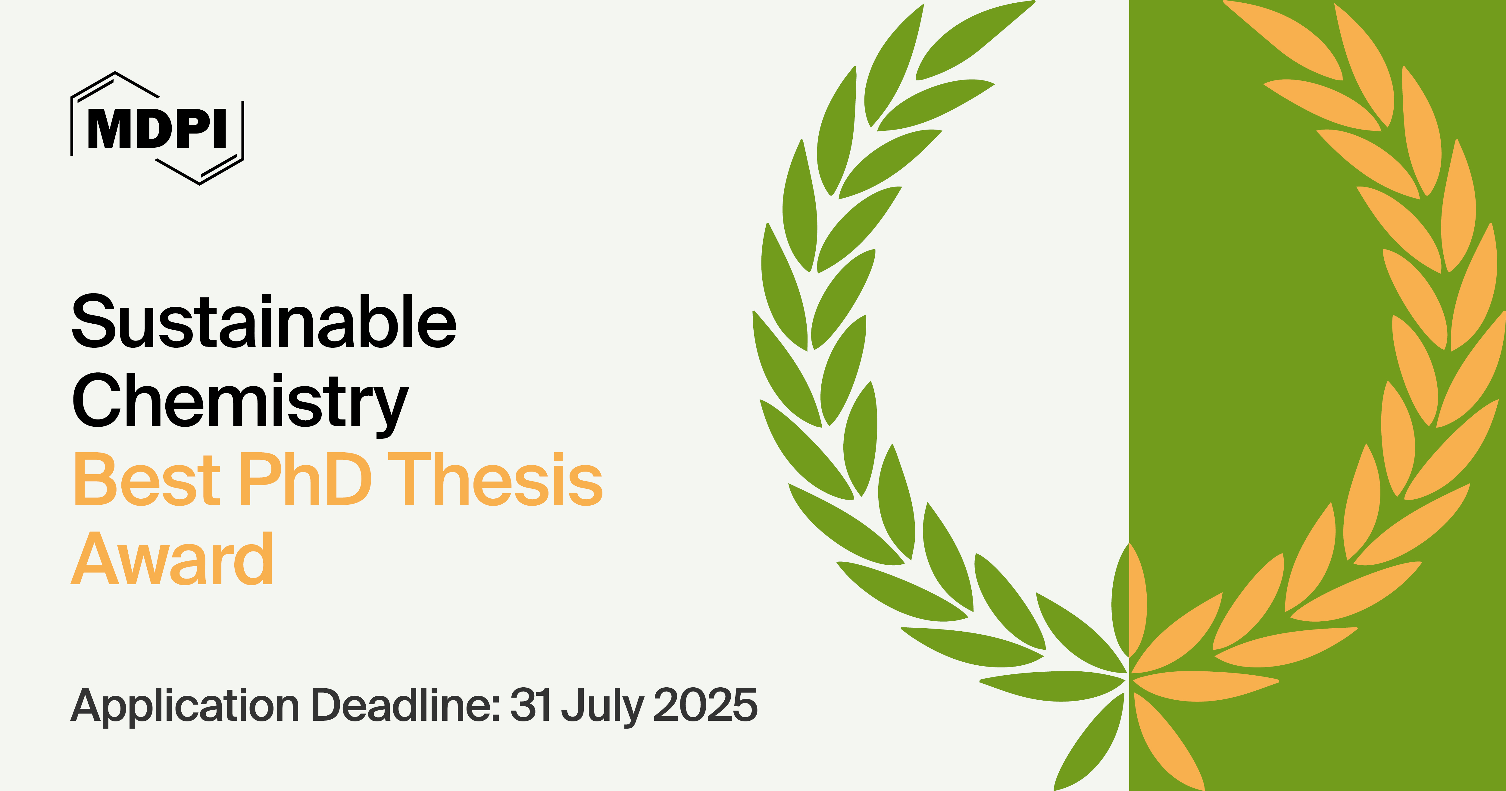 Sustainable Chemistry Best PhD Thesis Award—Open for Applications