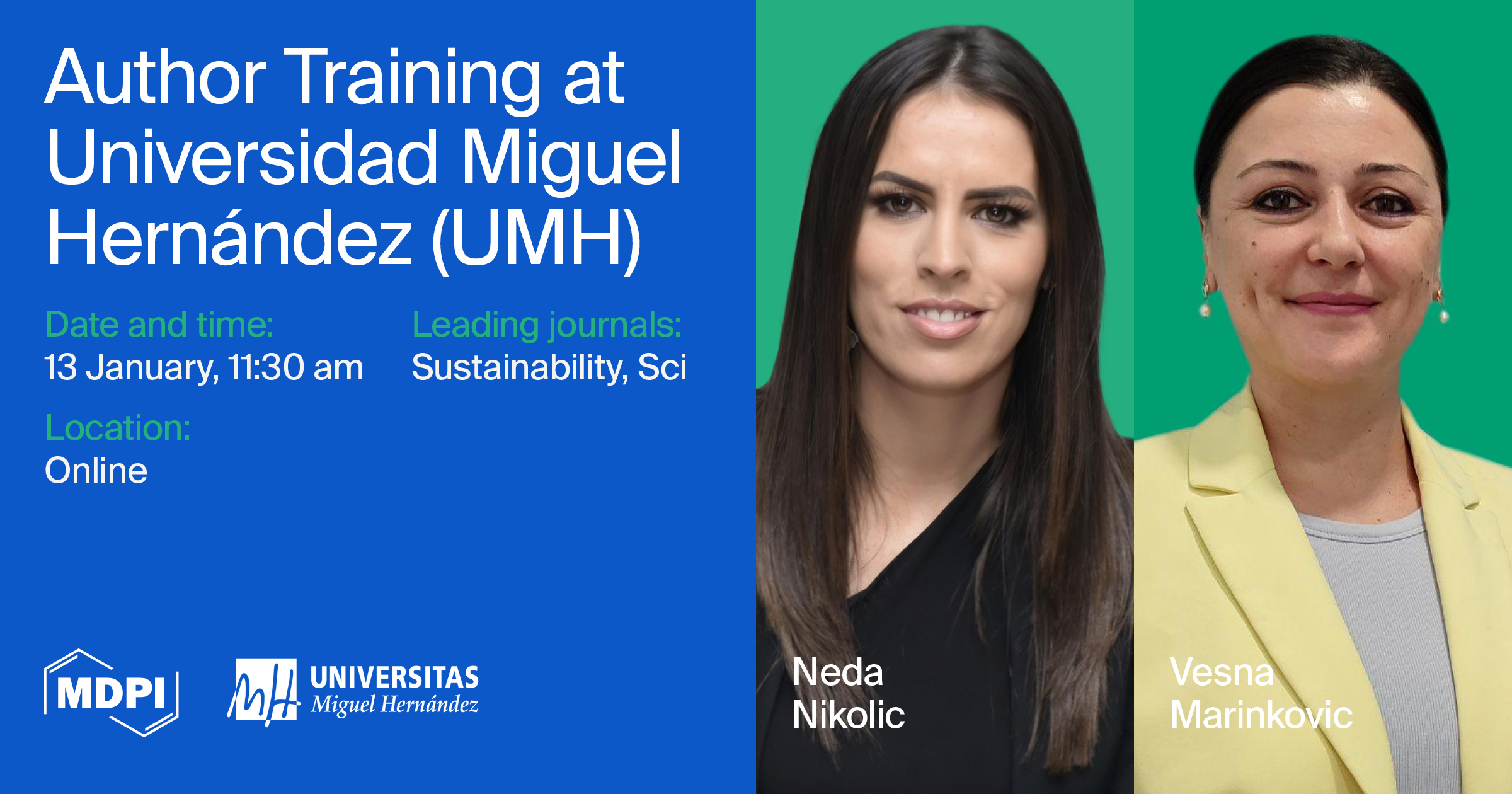<strong>Join Us at “MDPI Open Access—Online Author Training Program with Universidad Miguel Hernández (UMH)”, 13 January 2025</strong>
