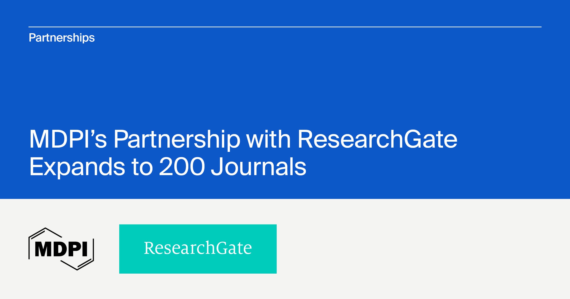 MDPI Expands Partnership with ResearchGate to Include 200 Scholarly Journals