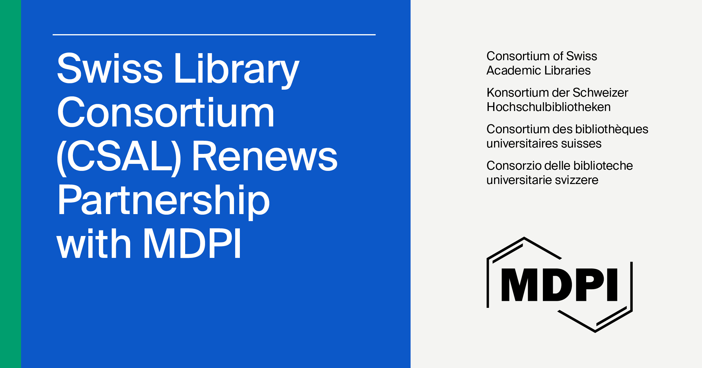 MDPI Renews CSAL Partnership to Support Swiss Universities