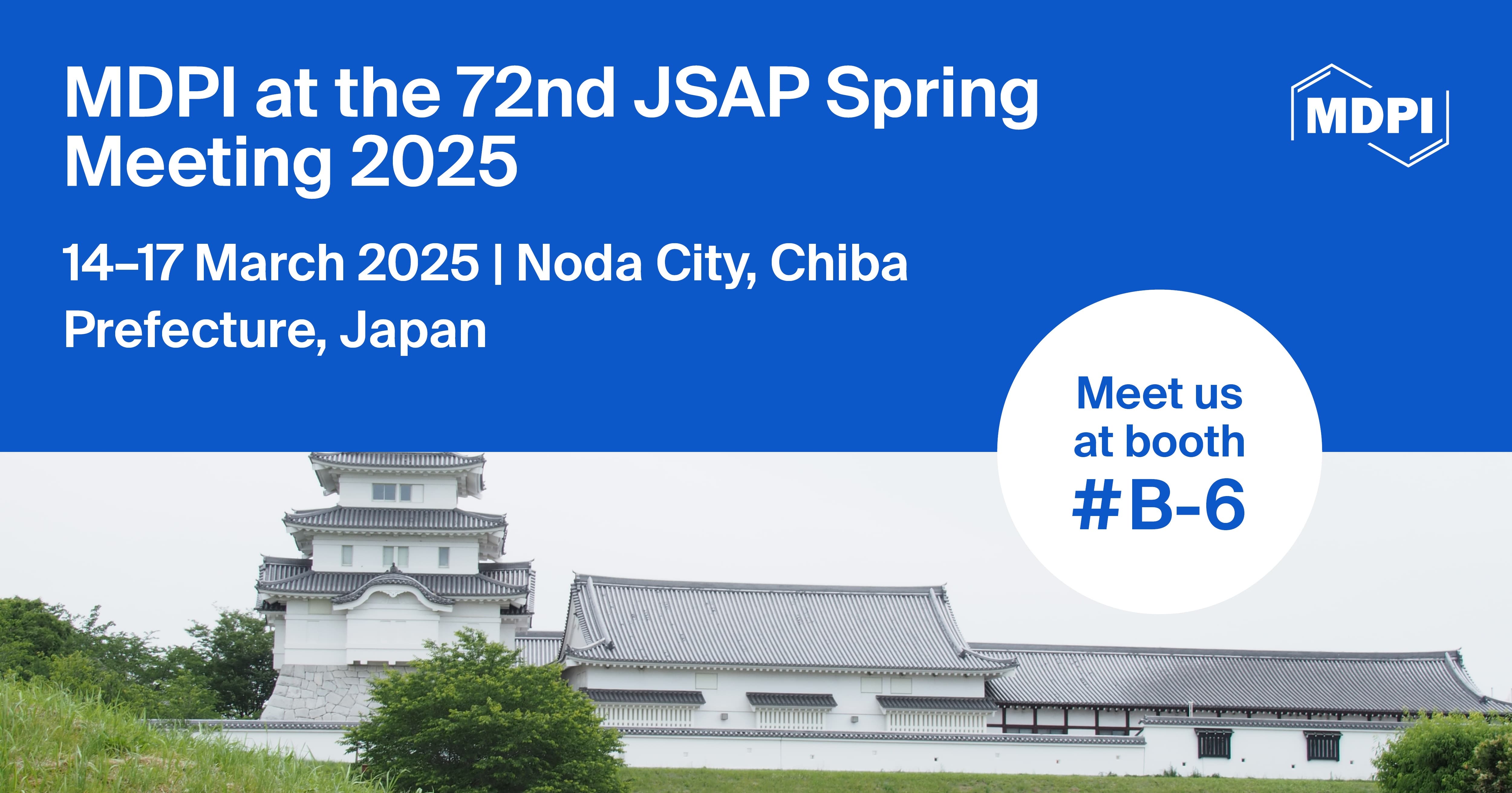 Meet Us at the 72<sup>nd</sup> JSAP Spring Meeting 2025, 14&ndash;17 March 2025, Noda City, Chiba Prefecture, Japan
