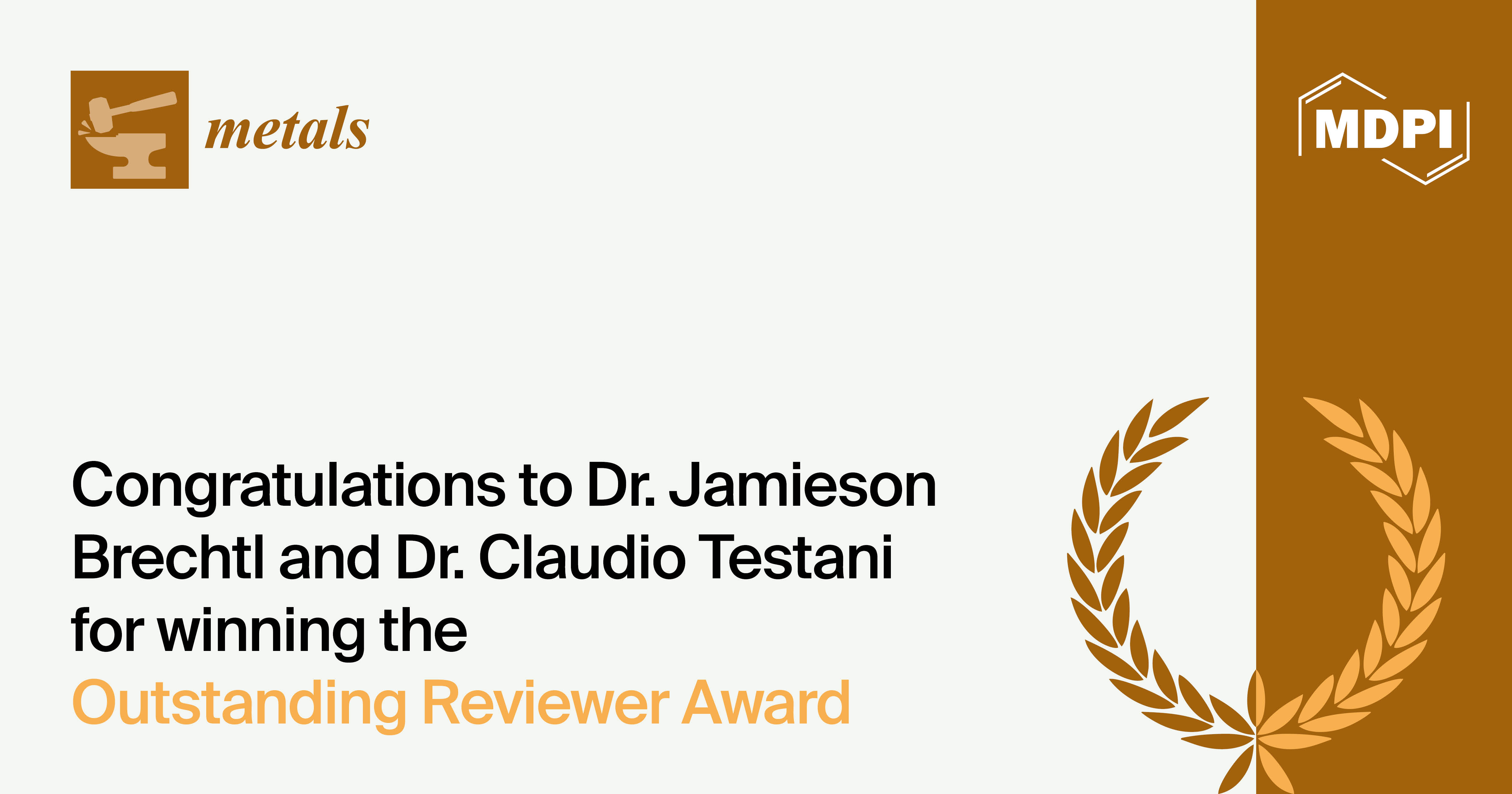 Metals 2024 Outstanding Reviewer Award—Winners Announced