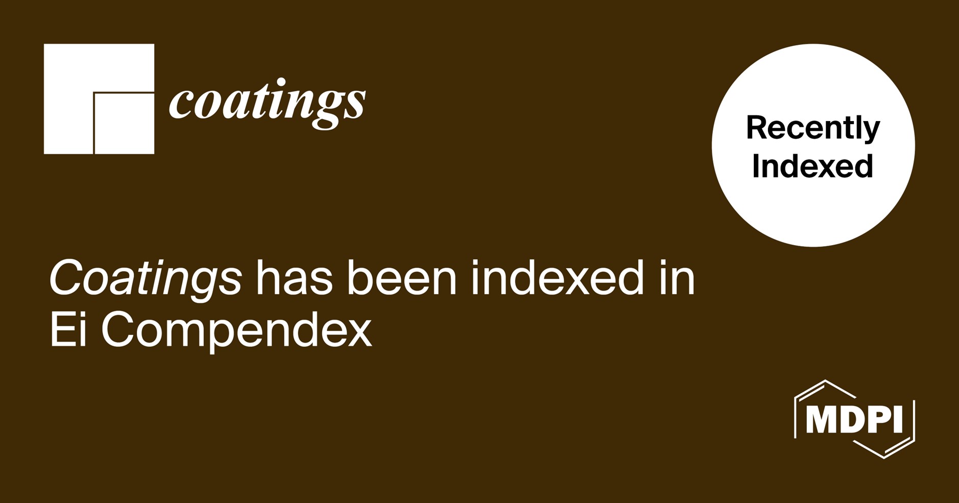 Coatings Accepted into Ei Compendex