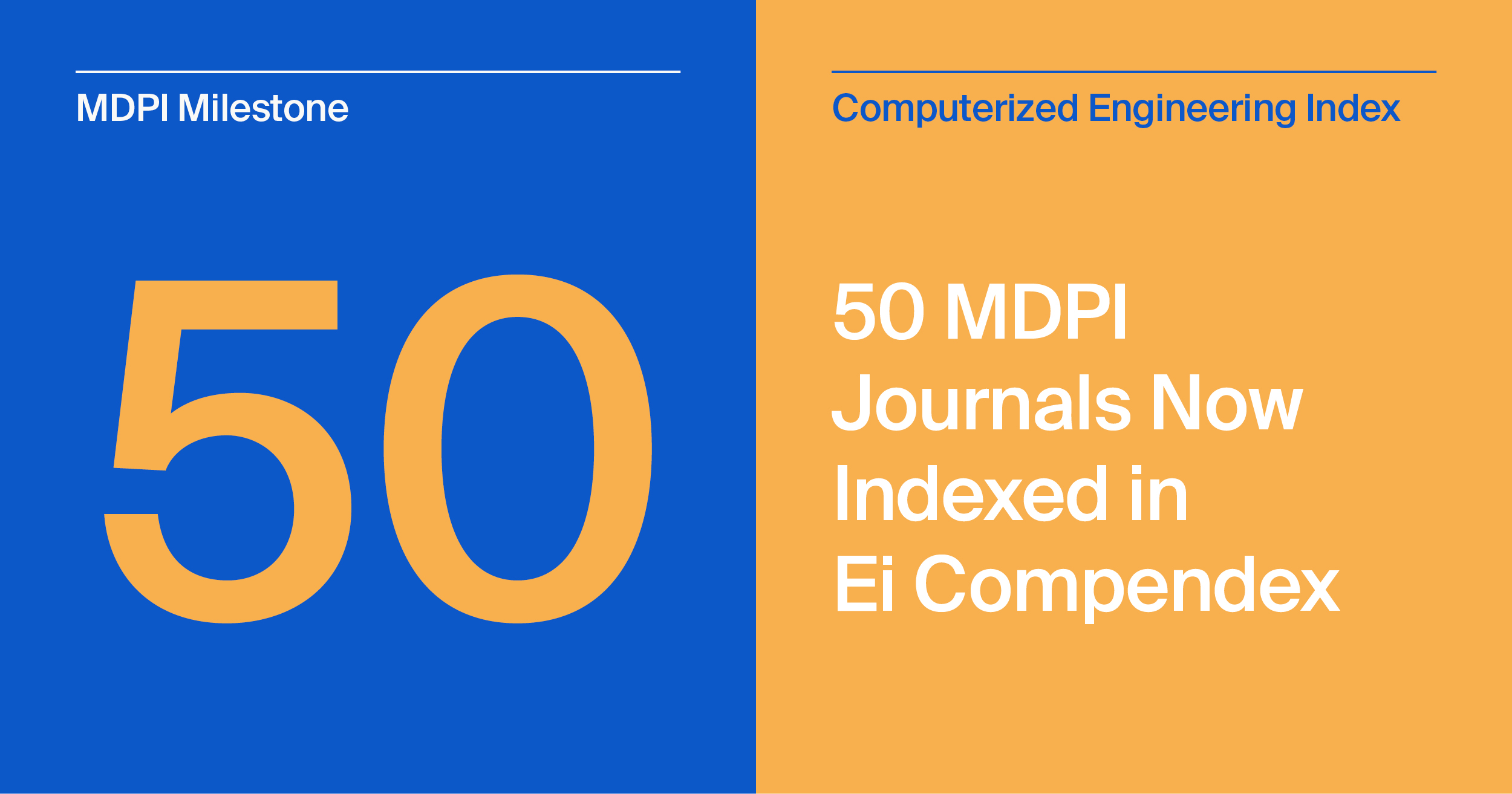 50 Journals Now Indexed in Ei Compendex: A Milestone for Our Engineering Portfolio