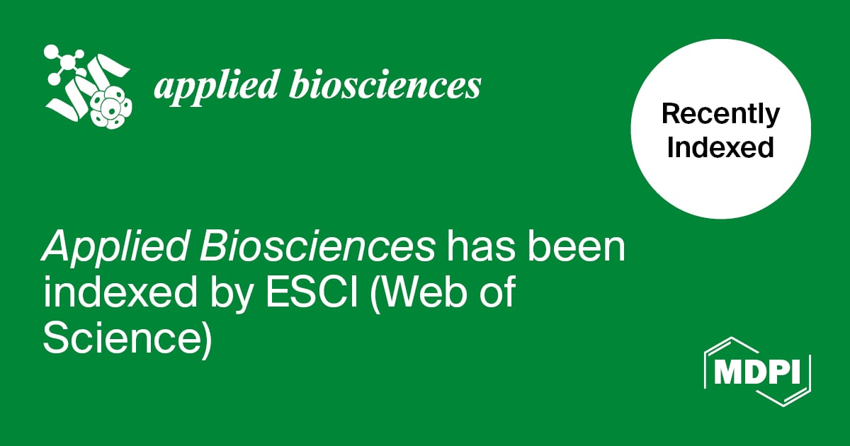 Applied Biosciences Accepted into Emerging Sources Citation Index in Web of Science