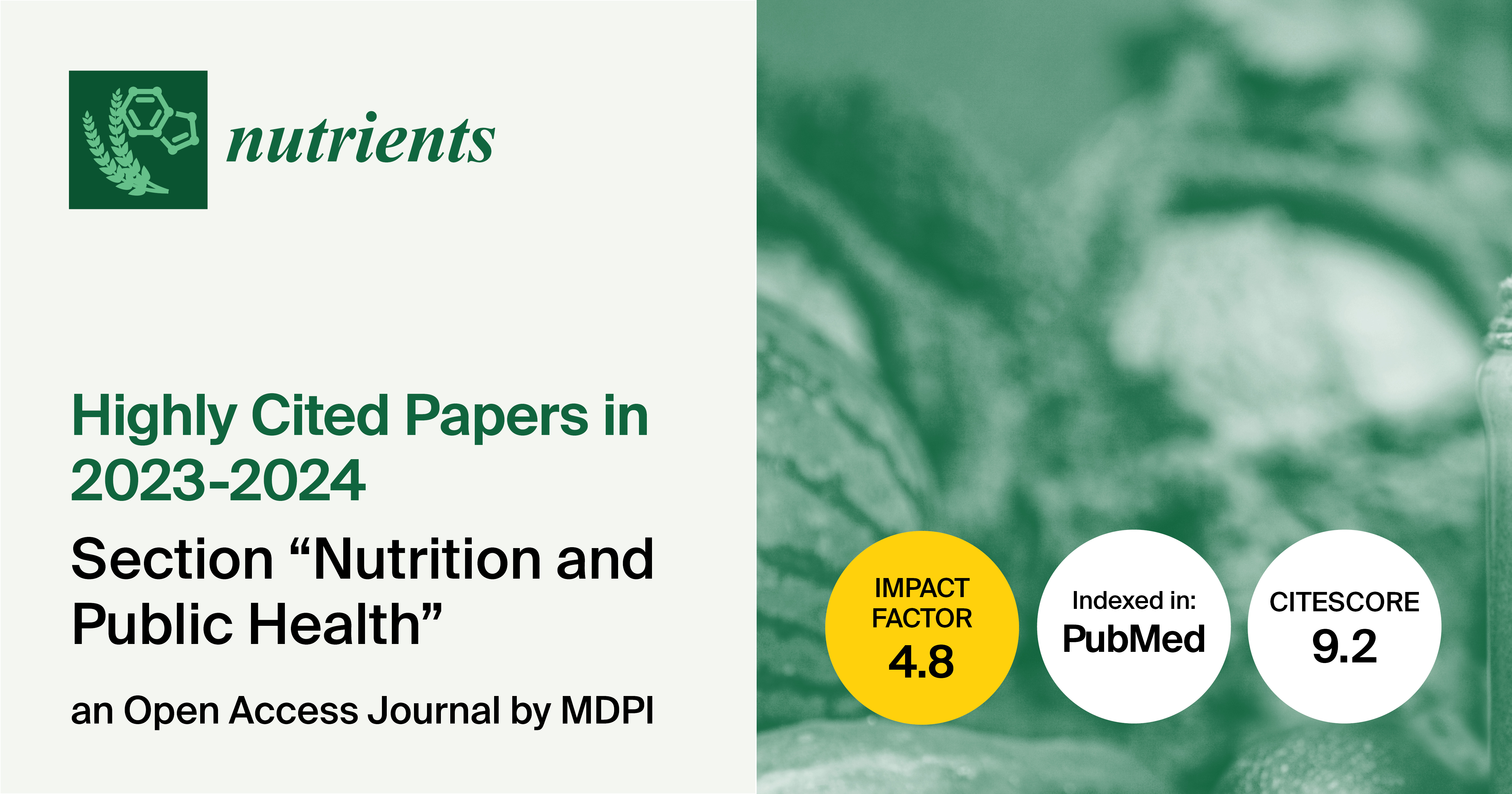 Nutrients | Highly Cited Papers Published in 2023–2024 in the Section “Nutrition and Public Health”