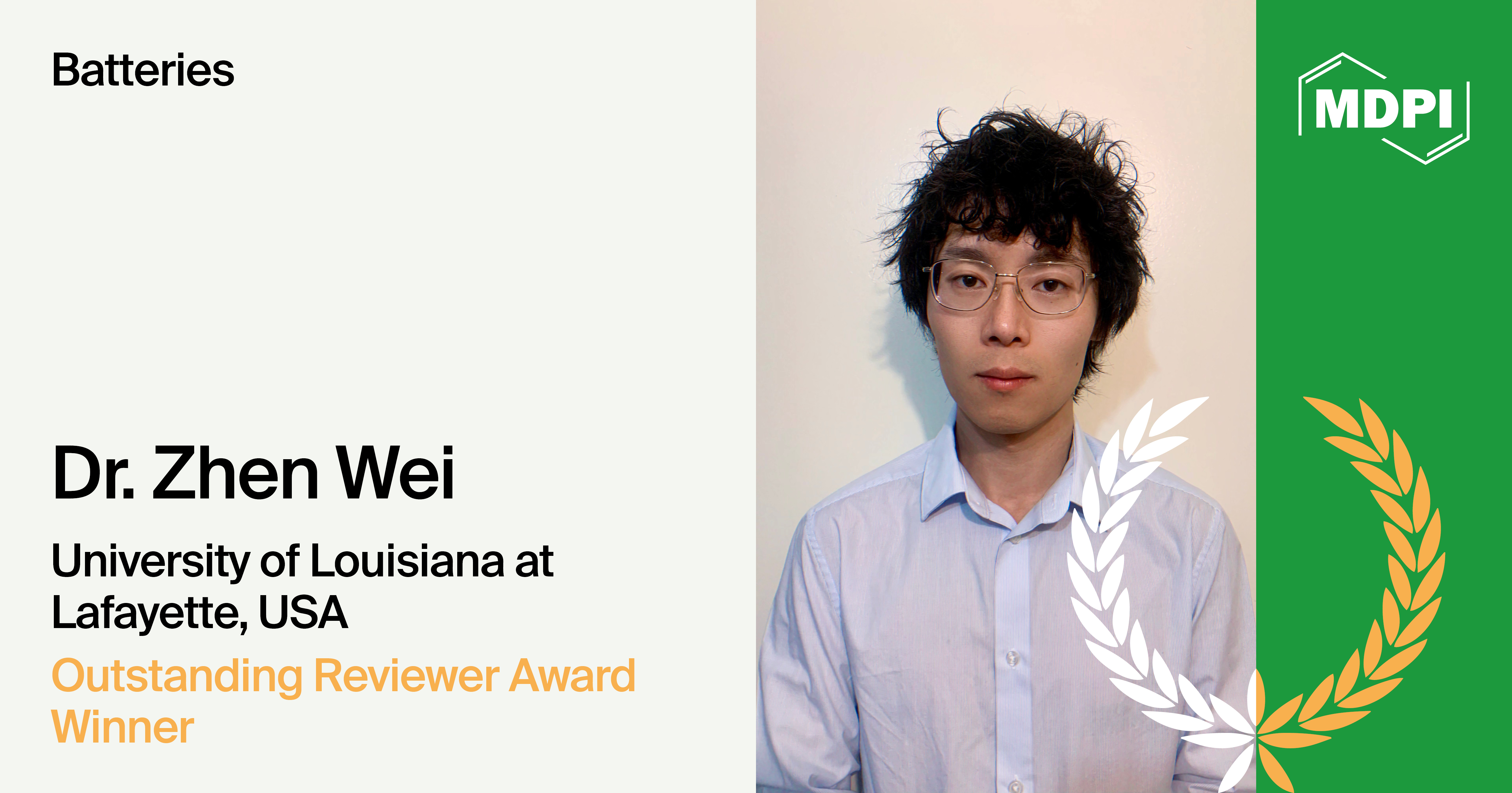 Interview with Dr. Zhen Wei—Winner of the Batteries 2024 Outstanding Reviewer Award