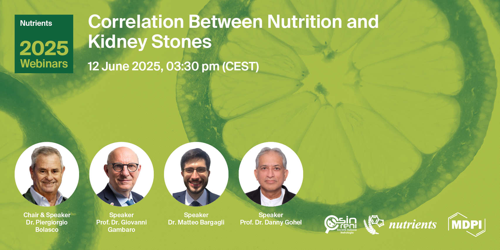 Nutrients Webinar | Correlation Between Nutrition and Kidney Stones, 12 June 2025
