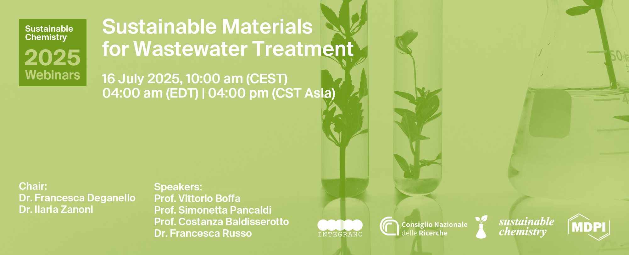 <em>Sustainable Chemistry</em> Webinar | Sustainable Materials for Wastewater Treatment, 16 July 2025
