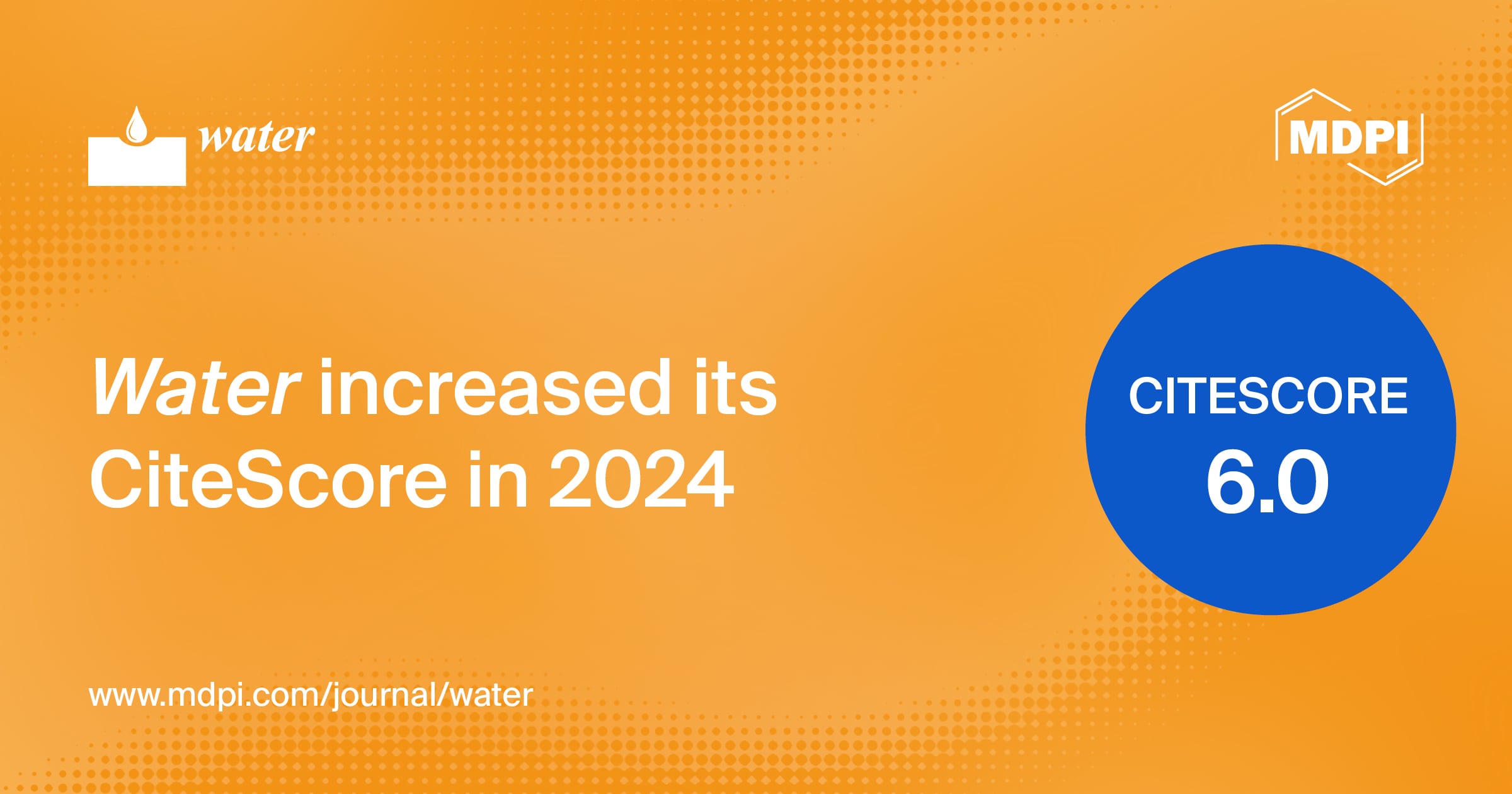 Water Receives an Updated Impact Factor of 3.0 and Increased CiteScore of 6.0