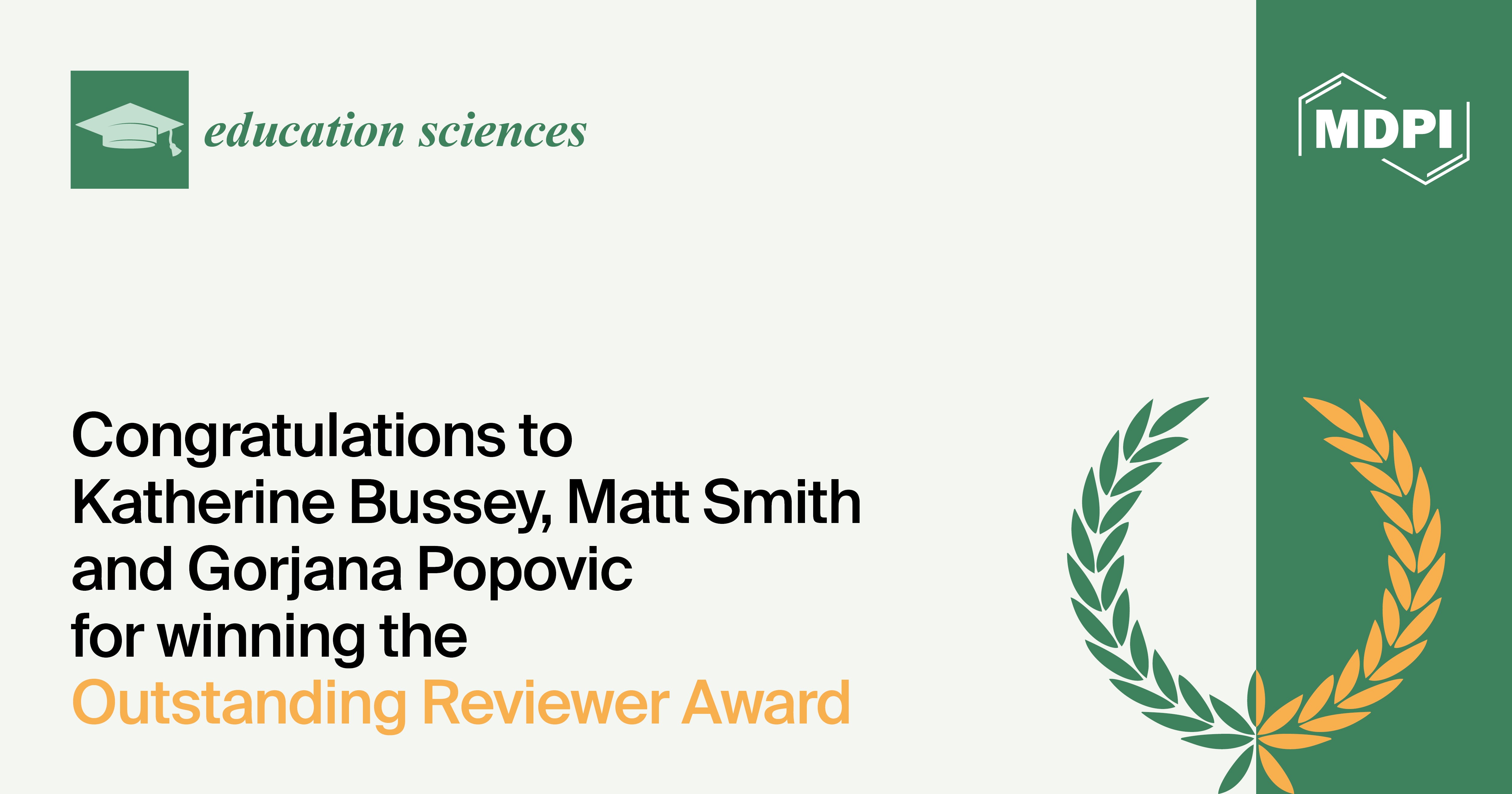 Education Sciences Outstanding Reviewer Award—Winners Announced