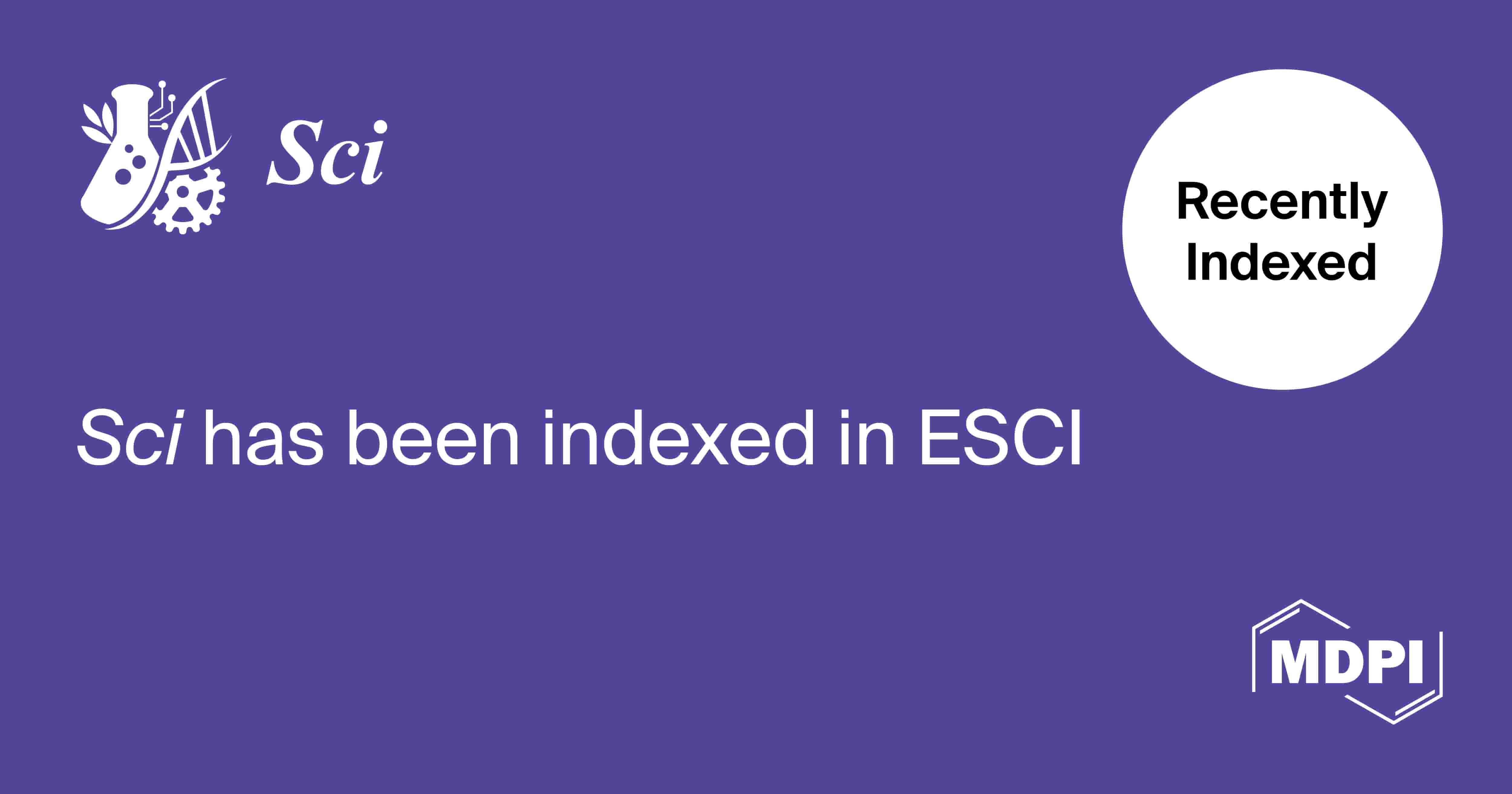 Sci Accepted into the Emerging Sources Citation Index in Web of Science