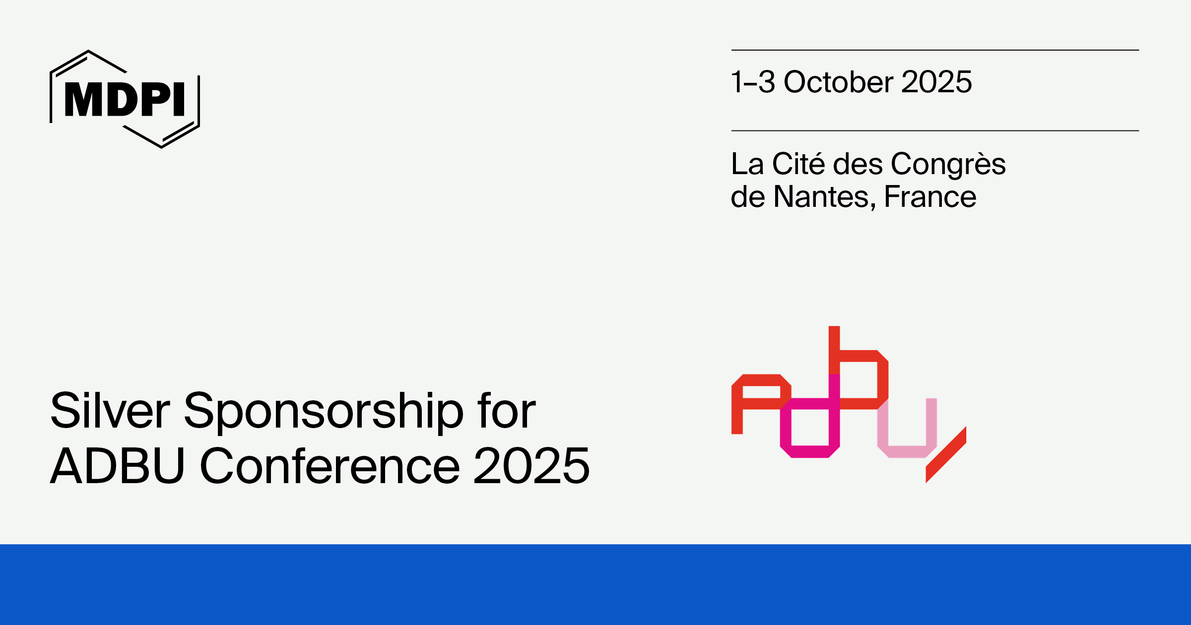 MDPI Is a Silver Sponsor for the 54th ADBU Conference, 1-3 October 2025, Nantes, France