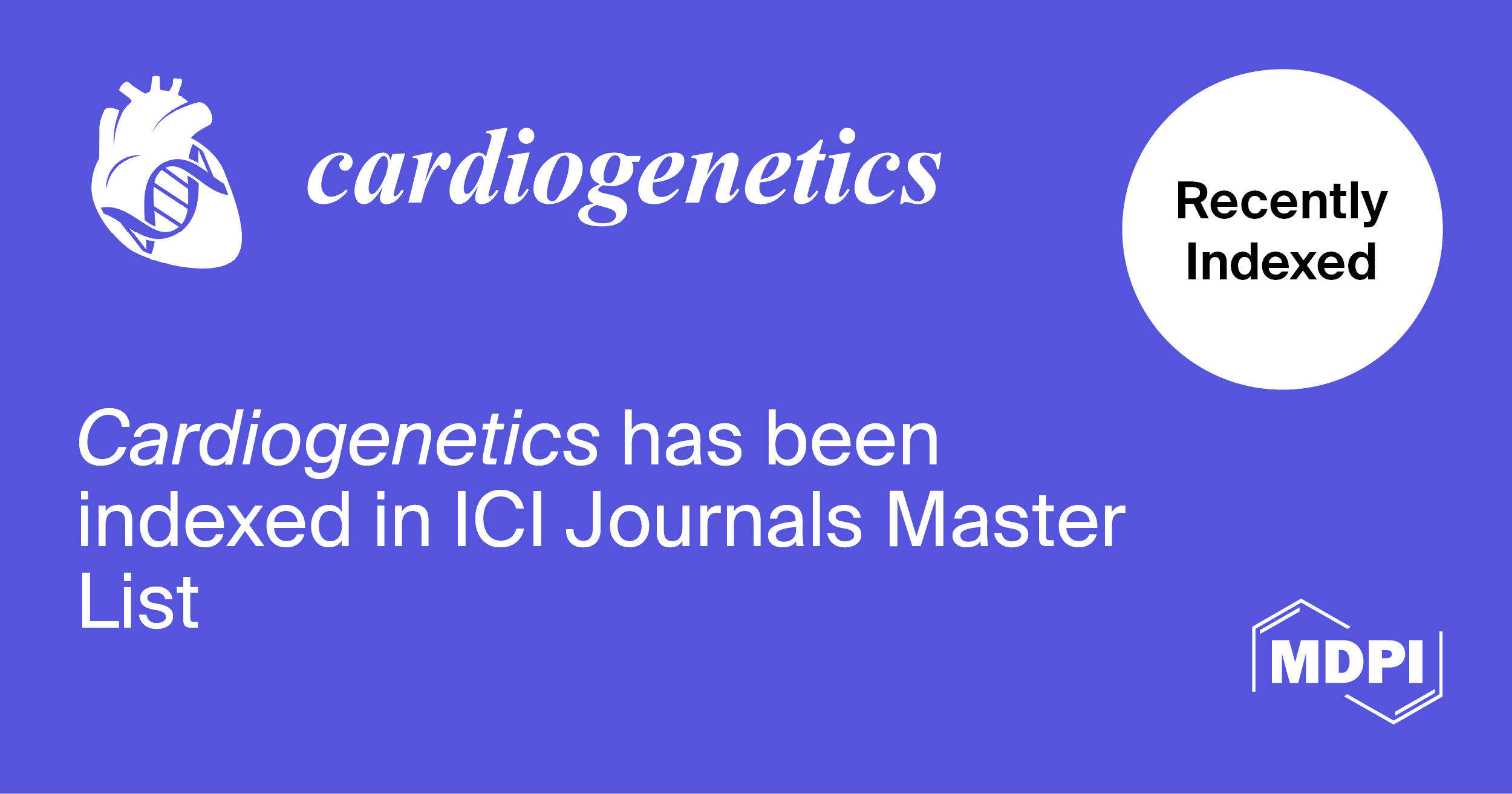 Cardiogenetics Accepted into ICI Journals Master List 2024