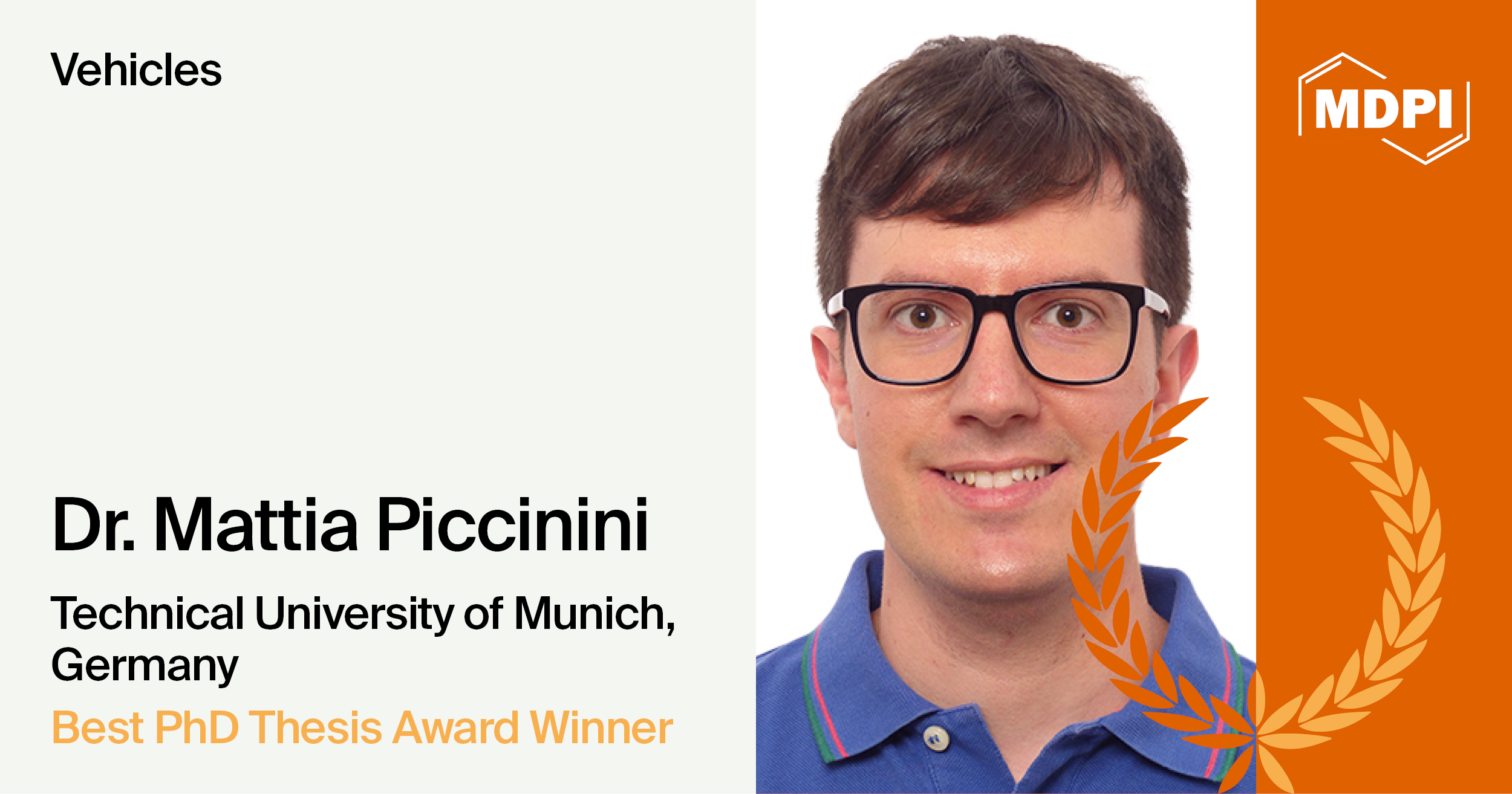 Vehicles Best PhD Thesis Award—Winner Announced