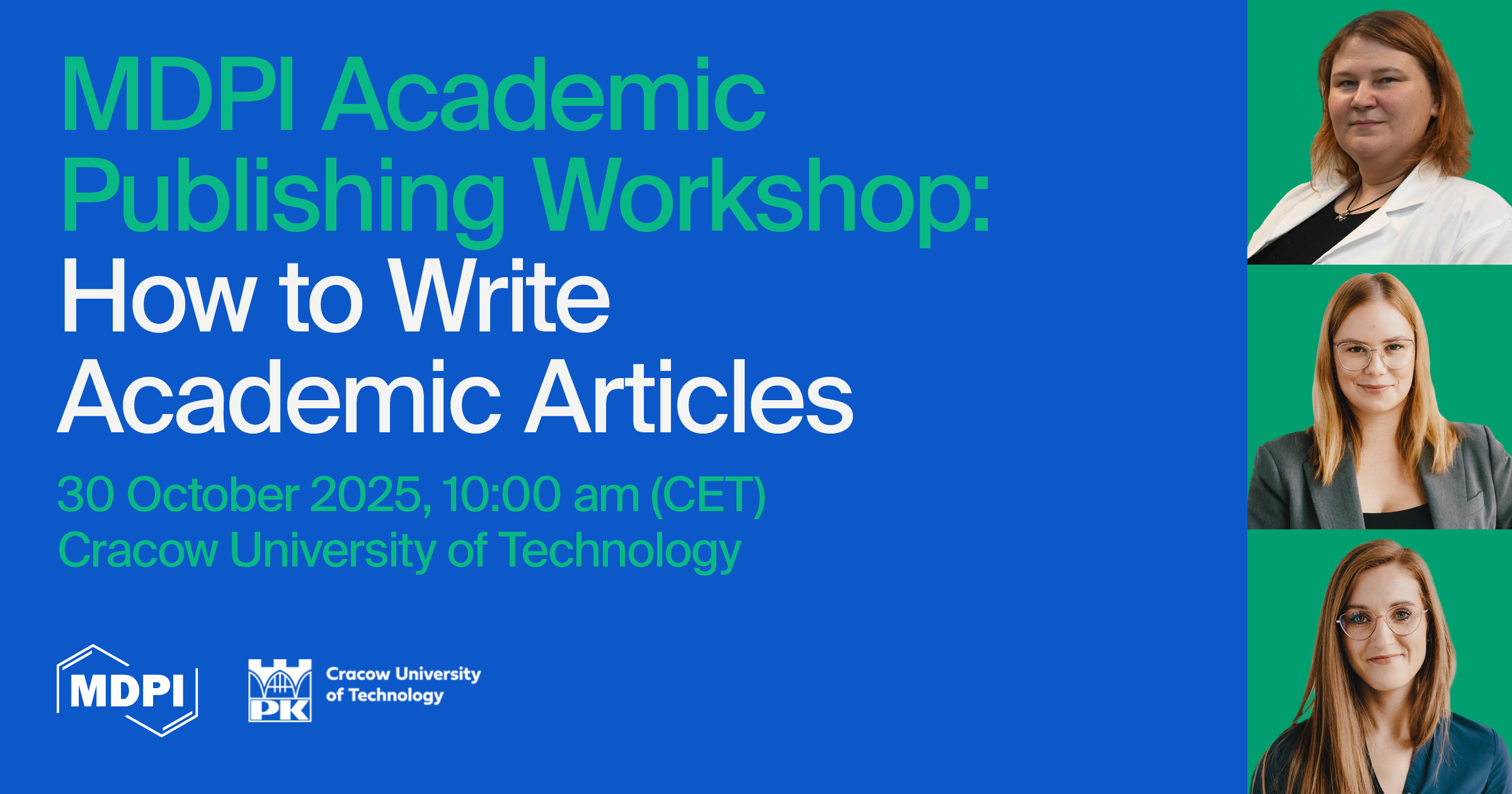MDPI Open Science Insights: MDPI Academic Publishing Workshop at the Cracow University of Technology—How to Write Academic Articles, 30 October 2025