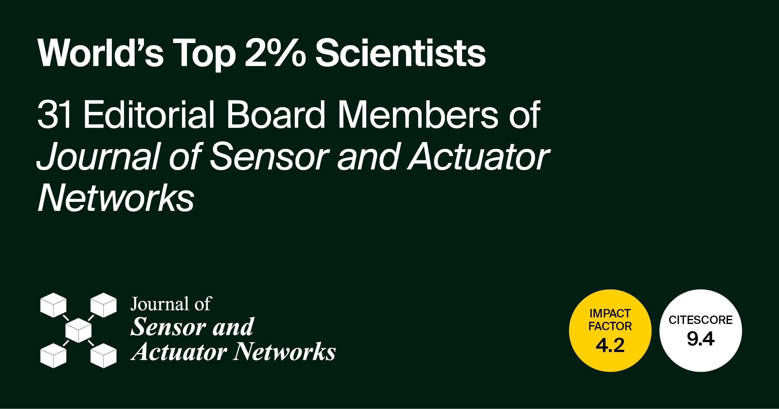 Journal of Sensor and Actuator Networks Editorial Board Members Featured in the World’s Top 2% Scientists in 2025