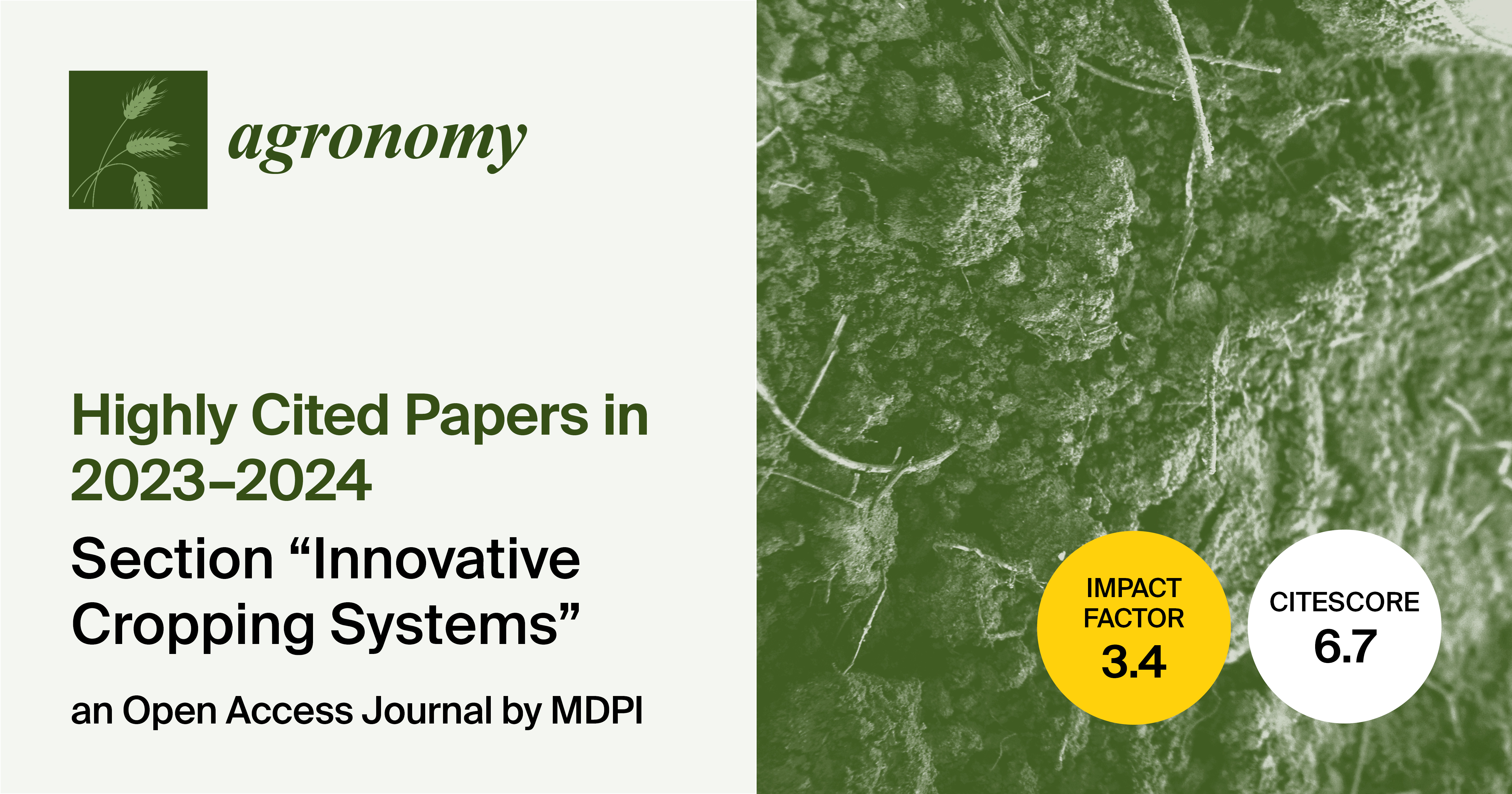 Agronomy | Highly Cited Papers Published in 2023–2024 in the “Innovative Cropping System” Section