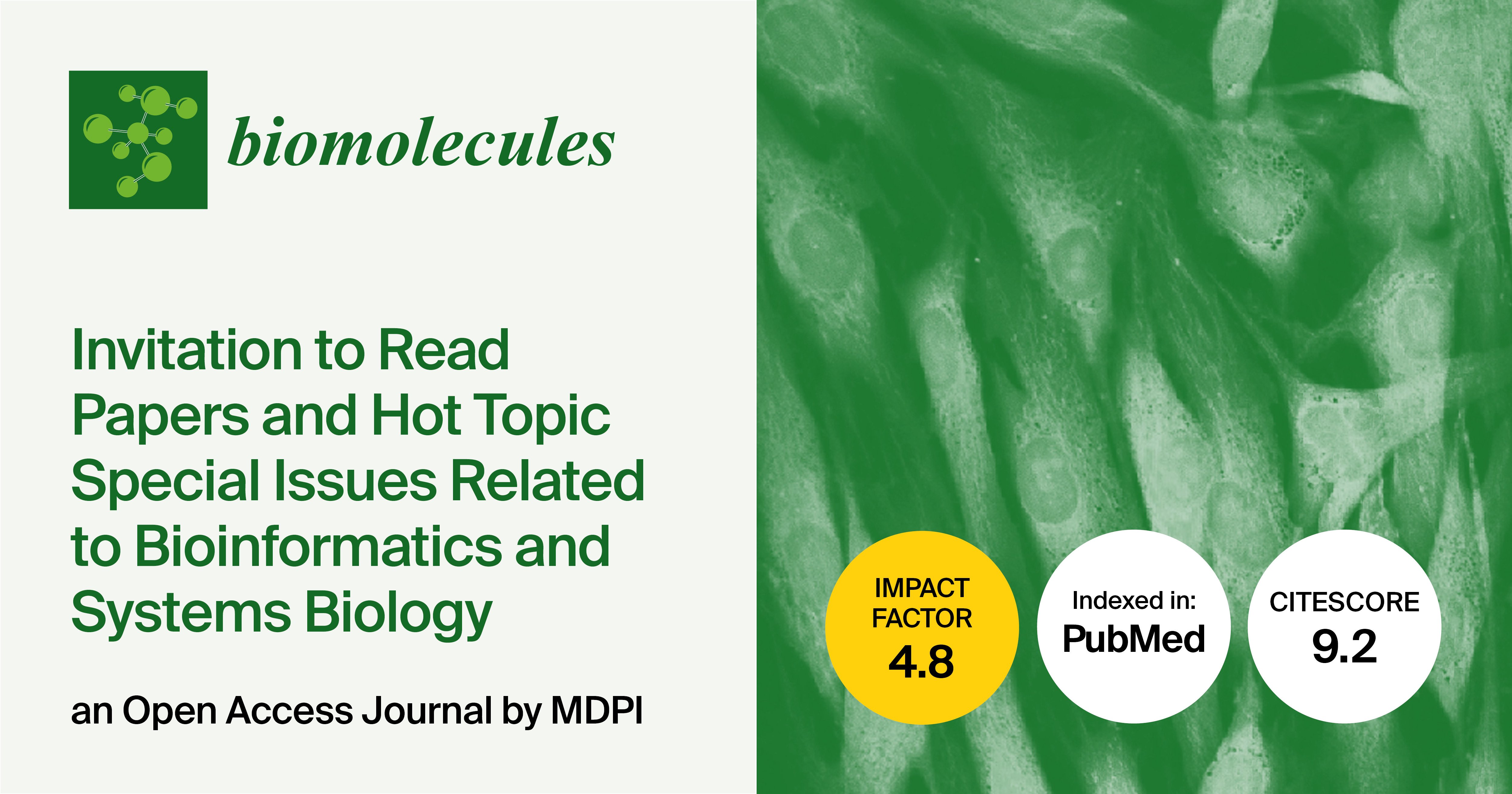 Biomolecules | Highly Viewed Papers and Hot Topic Special Issues on Bioinformatics and Systems Biology