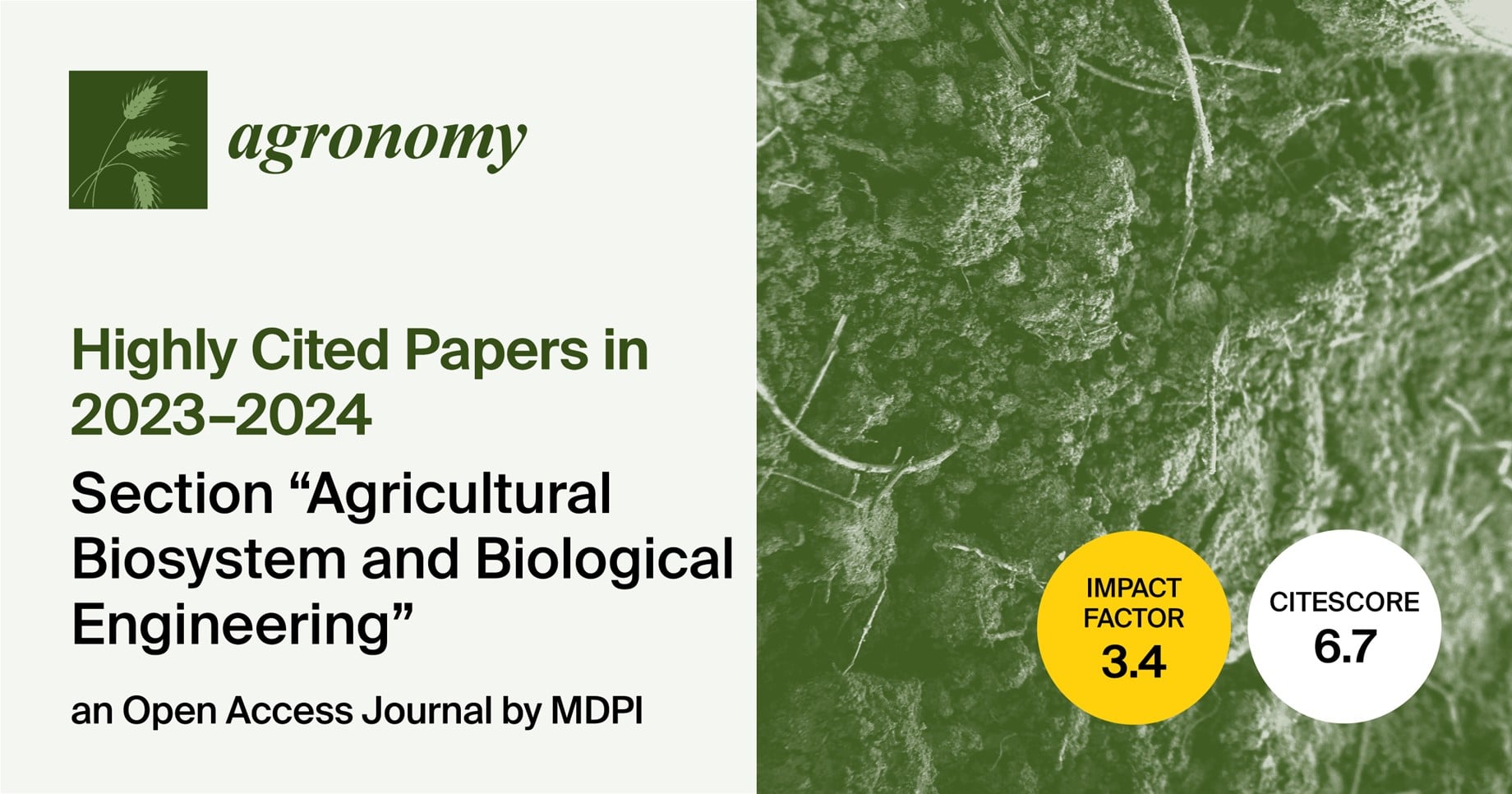 Agronomy | Highly Cited Papers in 2023–2024 in the “Agricultural Biosystem and Biological Engineering” Section