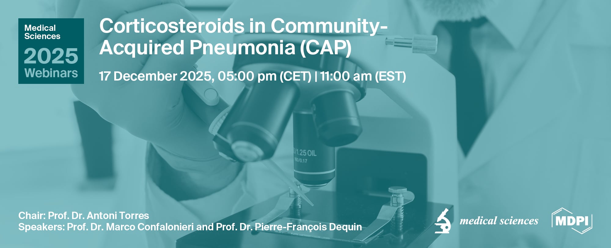 Medical Sciences Webinar | Corticosteroids in Community-Acquired Pneumonia (CAP), 17 December 2025