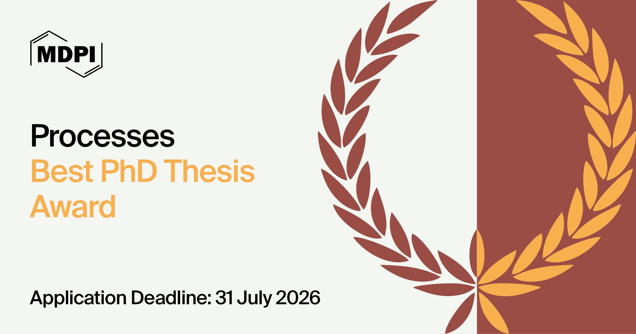 Processes Best PhD Thesis Award—Open for Applications