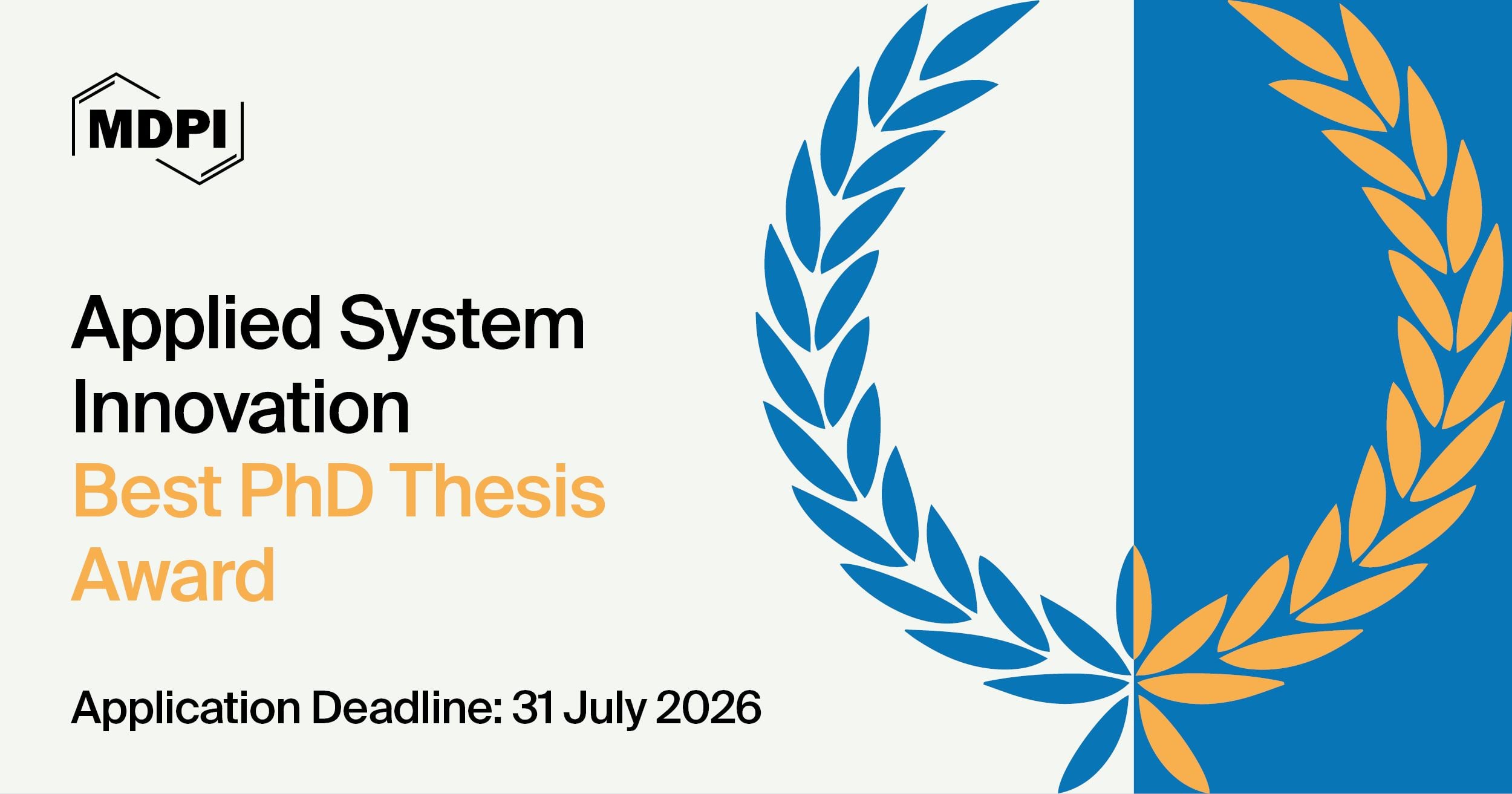 Applied System Innovation Best PhD Thesis Award—Open for Applications