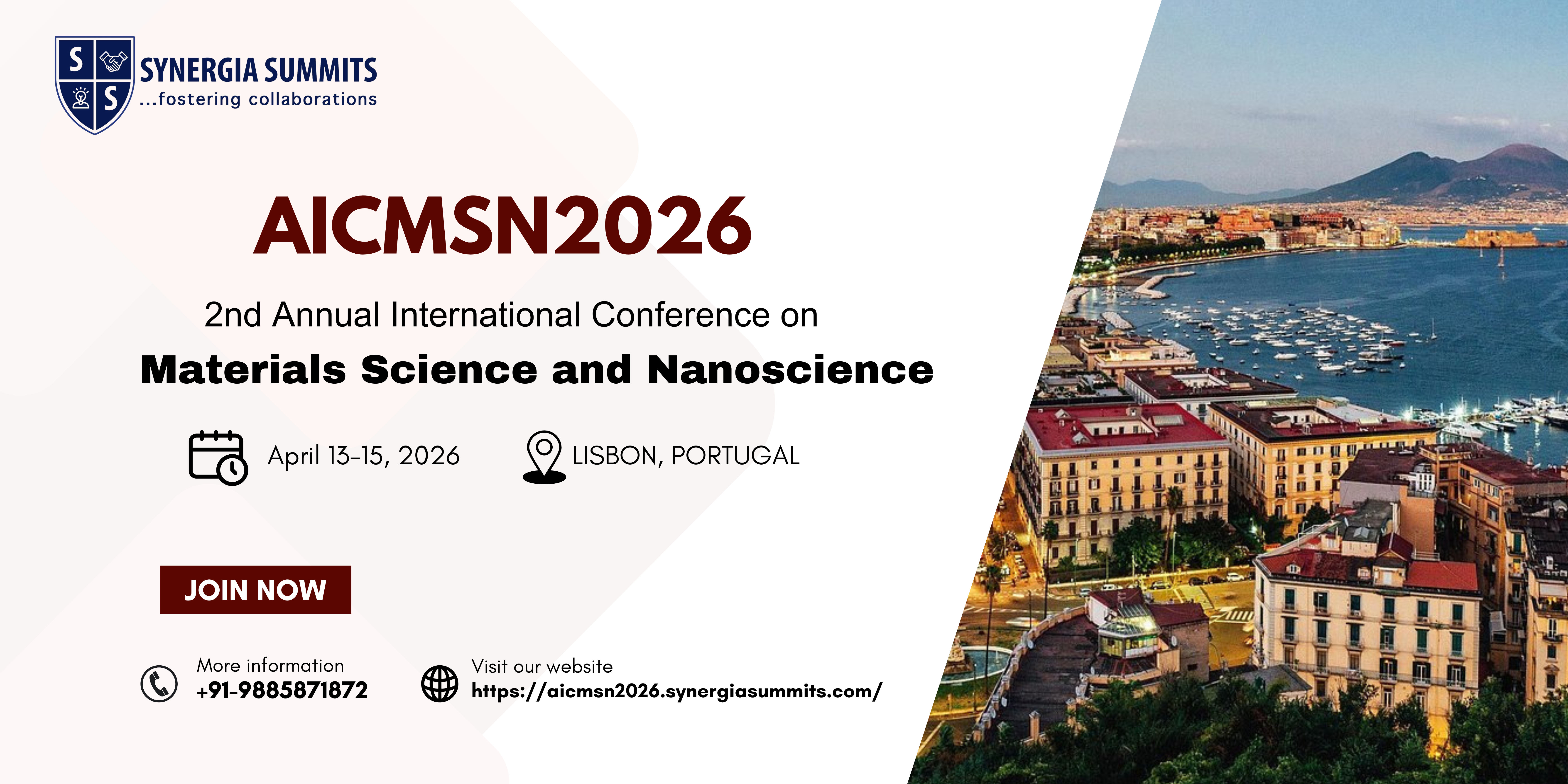 Meet Us at the 2nd Annual International Conference on Materials Science and Nanoscience (AICMSN2026), 13–15 April 2026, Lisbon, Portugal