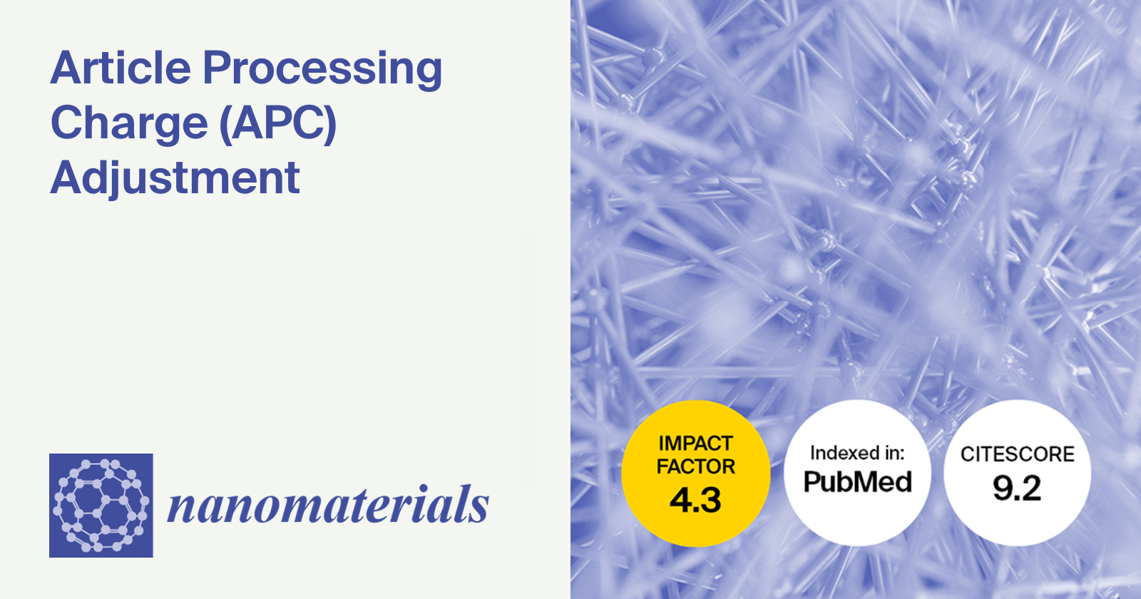 Nanomaterials | Article Processing Charge (APC) Adjustment