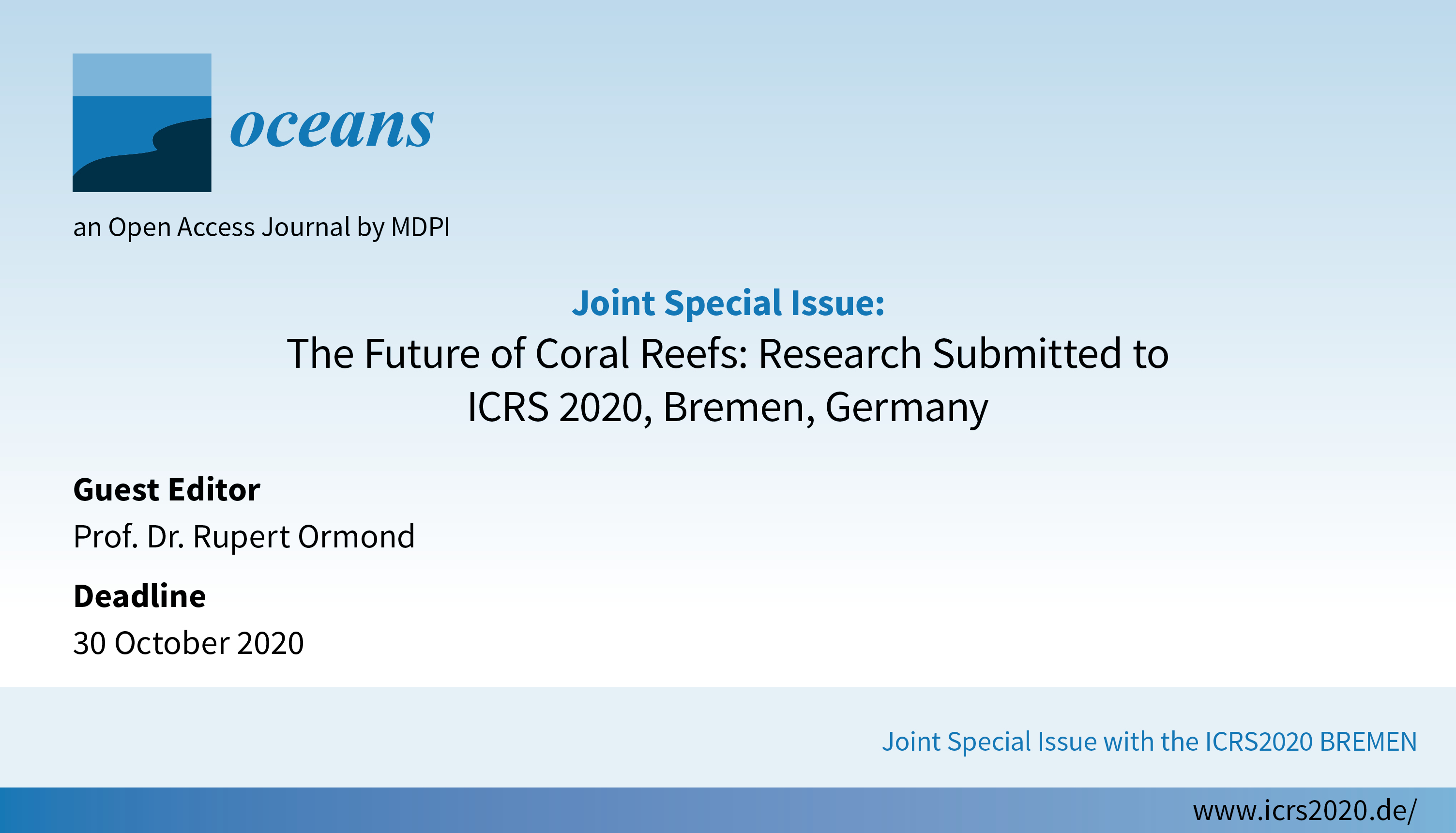 Joint Special Issue between the 14th International Coral Reef Symposium and Oceans