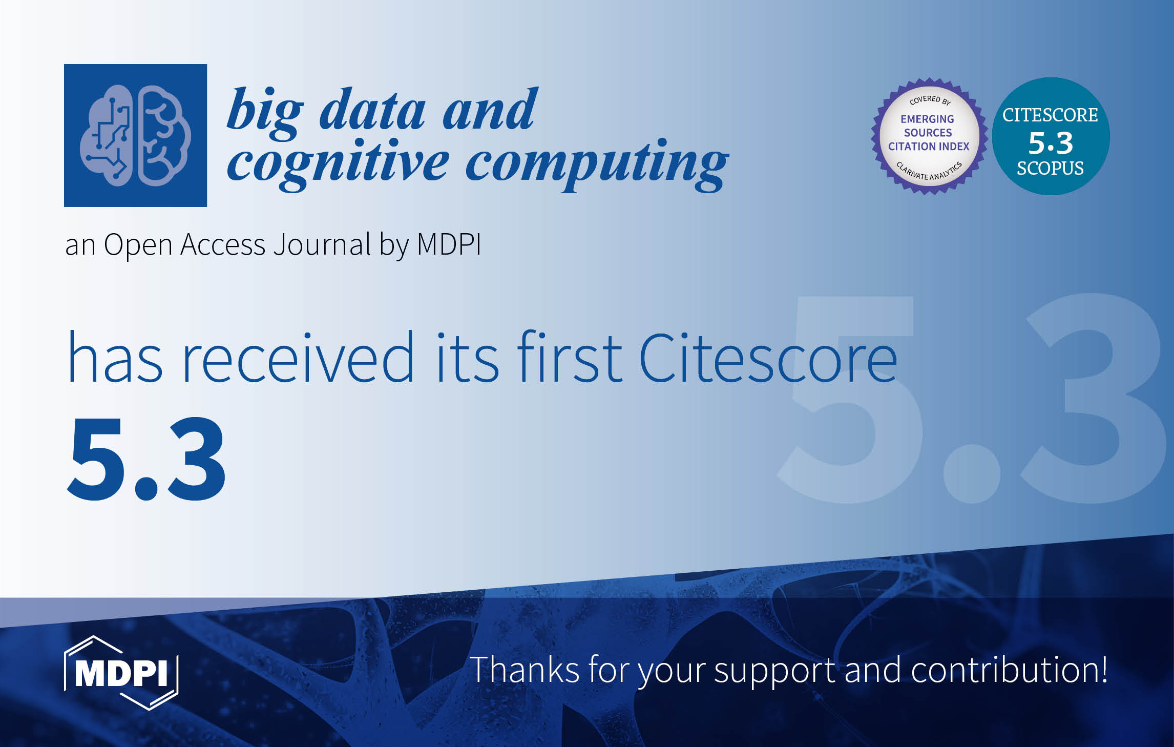 Big Data and Cognitive Computing Receives Its First CiteScore of 5.3