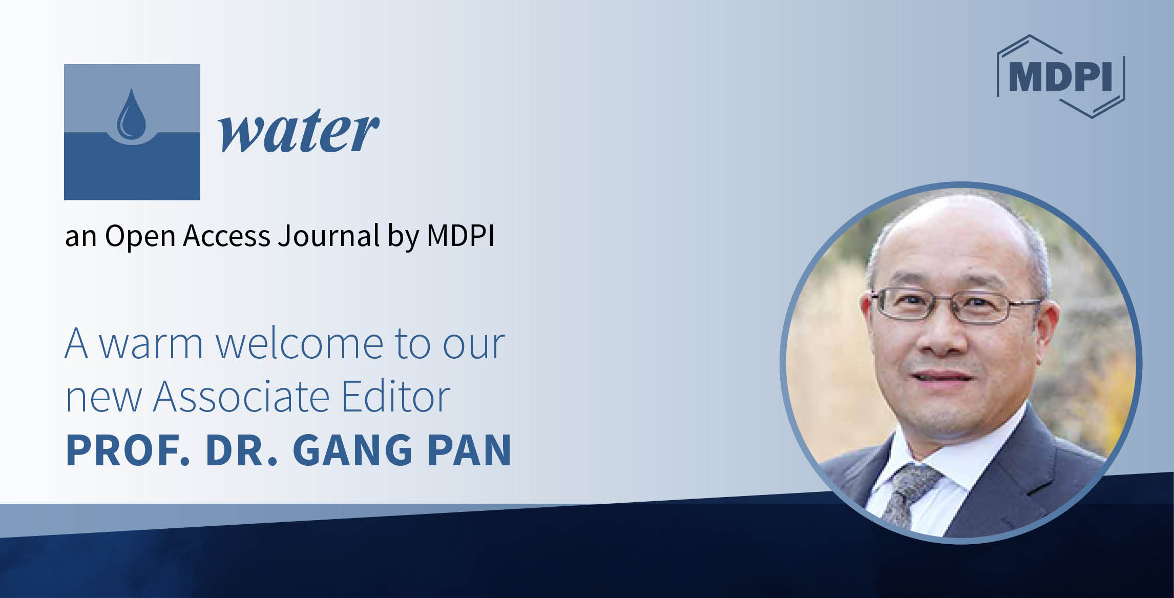 Prof. Dr. Gang Pan Appointed Associate Editor of Water