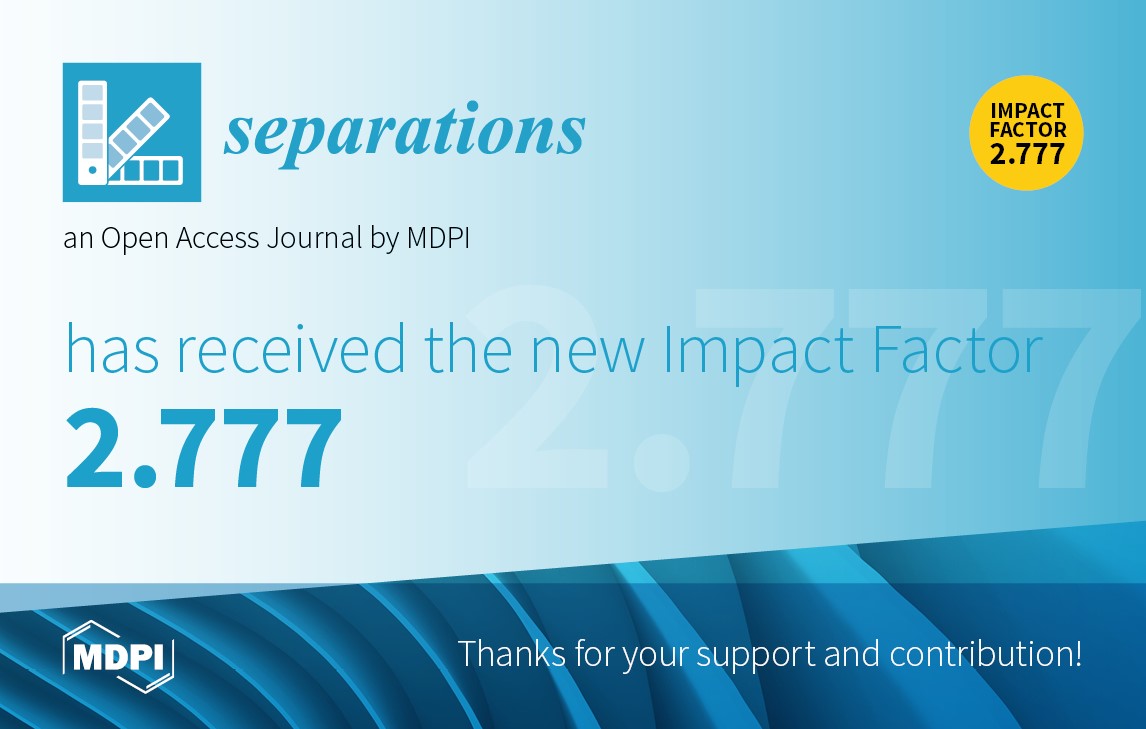 Separations Received Updated Impact Factor of 2.777
