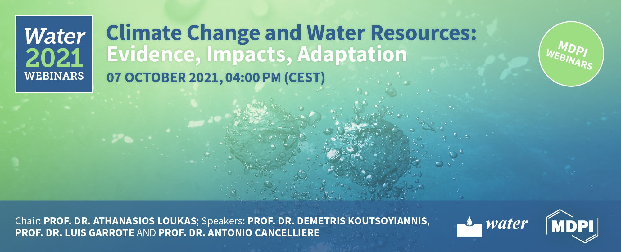 Water 3rd Webinar | Climate Change and Water Resources: Evidence, Impacts, Adaptation