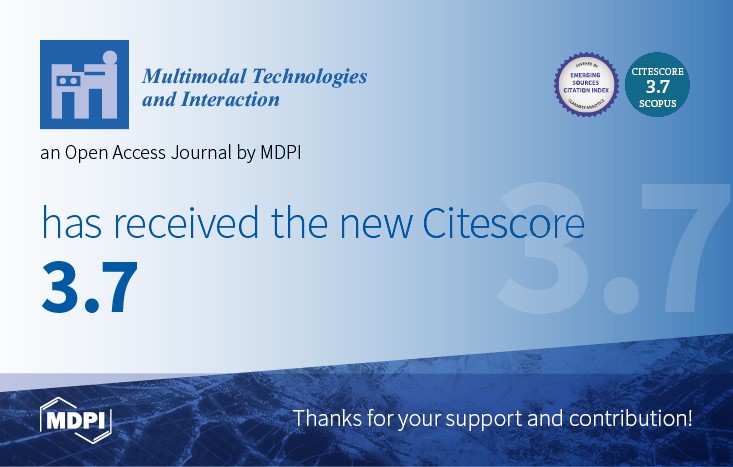 <em>Multimodal Technologies and Interaction</em> Receives Updated CiteScore of 3.7