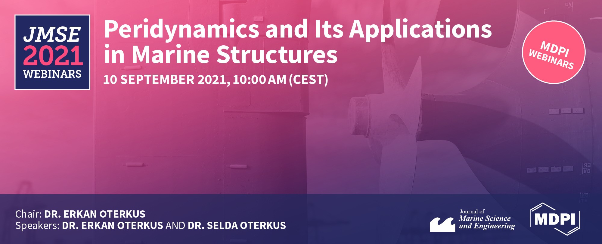 JMSE Webinar | Peridynamics and Its Applications in Marine Structures, 10 September 2021