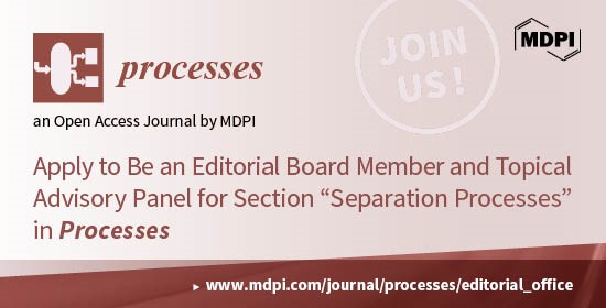 Processes | Recruiting Editorial Board Members and Topical Advisory Panel Members for the Newly Established Section “Separation Processes”