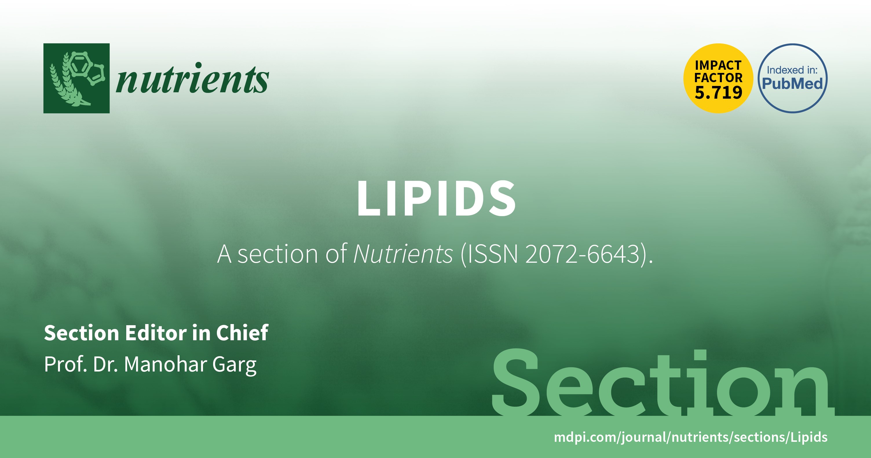 Nutrients | Call for Special Issue Proposals for New Section “Lipids”