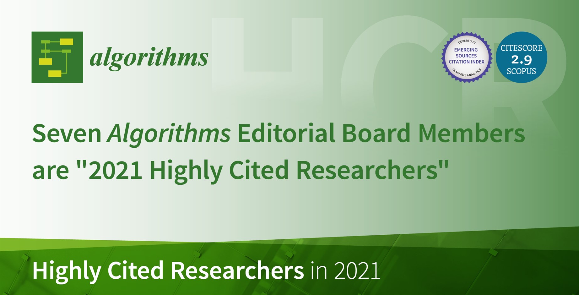 Algorithms Editorial Board Members Receive “2021 Highly Cited Researchers” Distinction