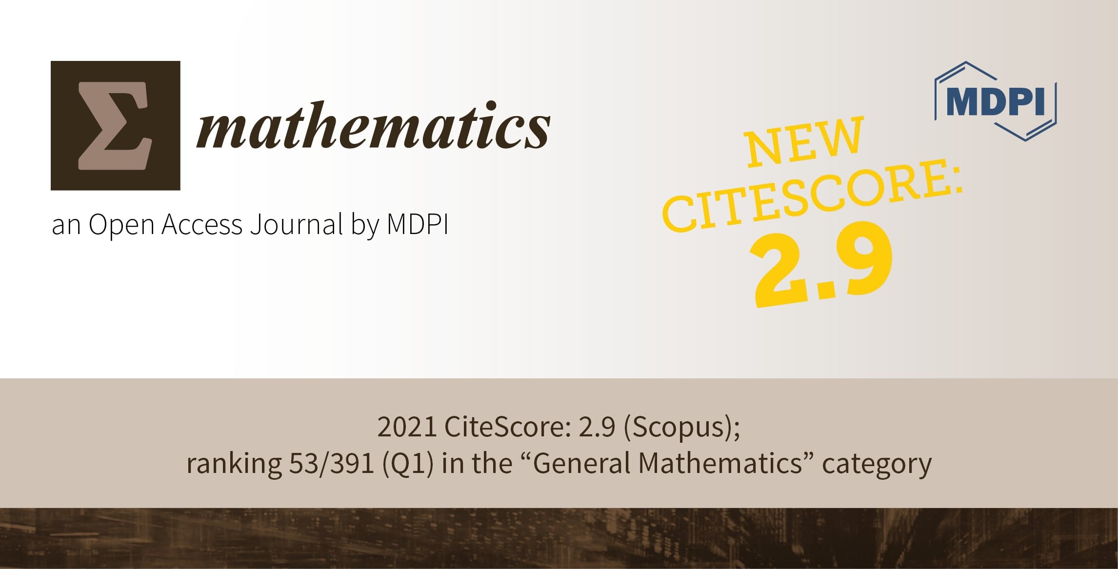 Mathematics Receives Updated CiteScore of 2.9