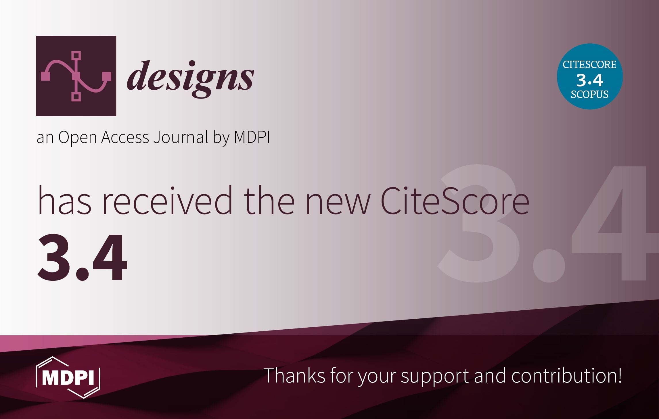 Designs Receives Updated CiteScore of 3.4