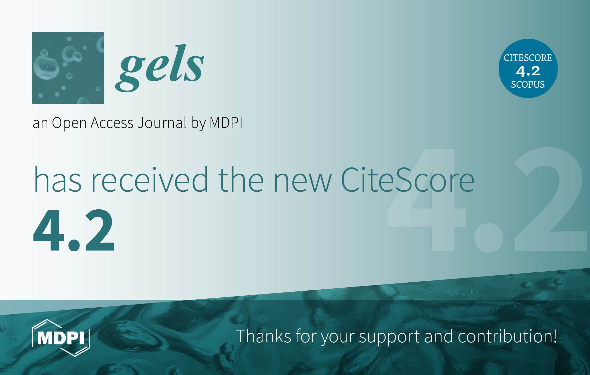 Gels Receives Updated CiteScore of 4.2