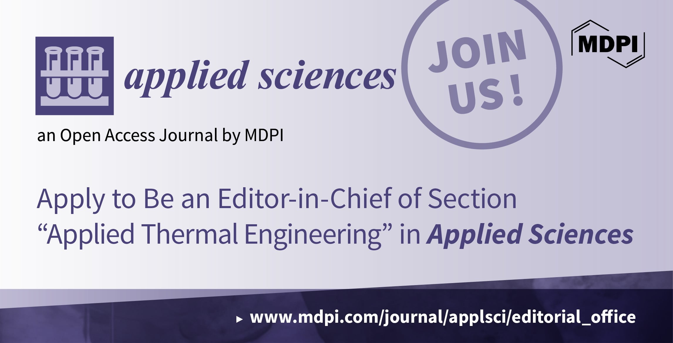 Recruiting Section Editor-in-Chief for the Section “Applied Thermal Engineering” in Applied Sciences