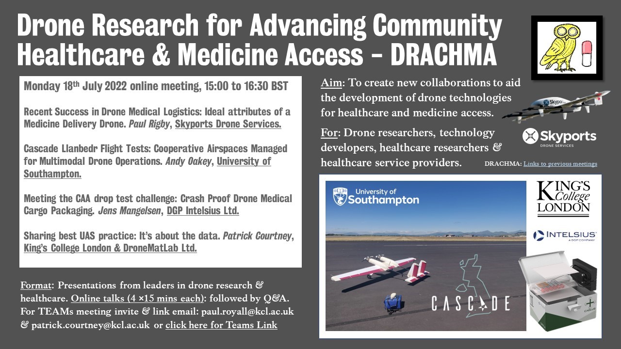 Drones | Meet Us Online at the Drone Research for Advancing Community Healthcare and Medicine Access Meeting, 18 July 2022