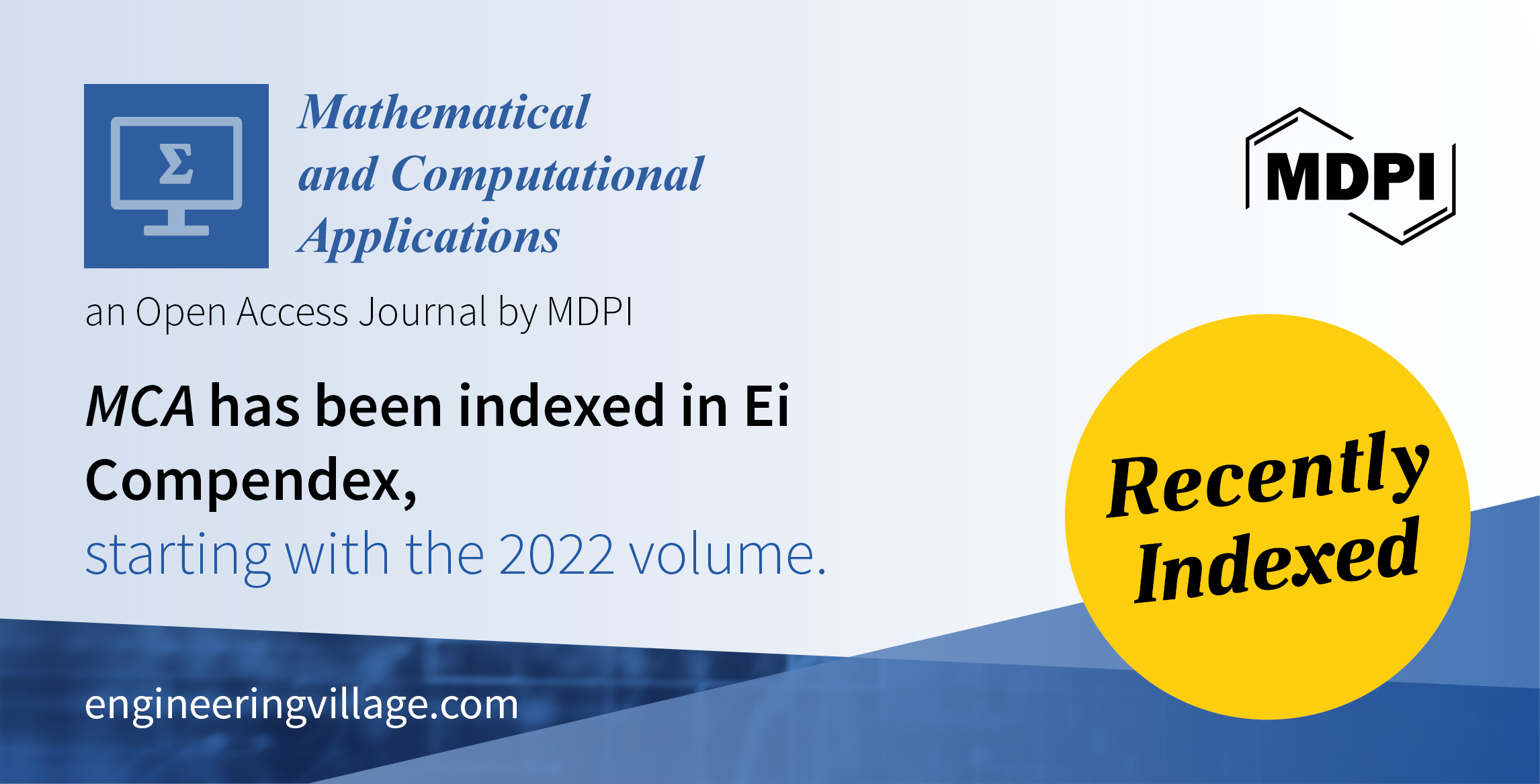 Mathematical and Computational Applications Accepted into Ei Compendex