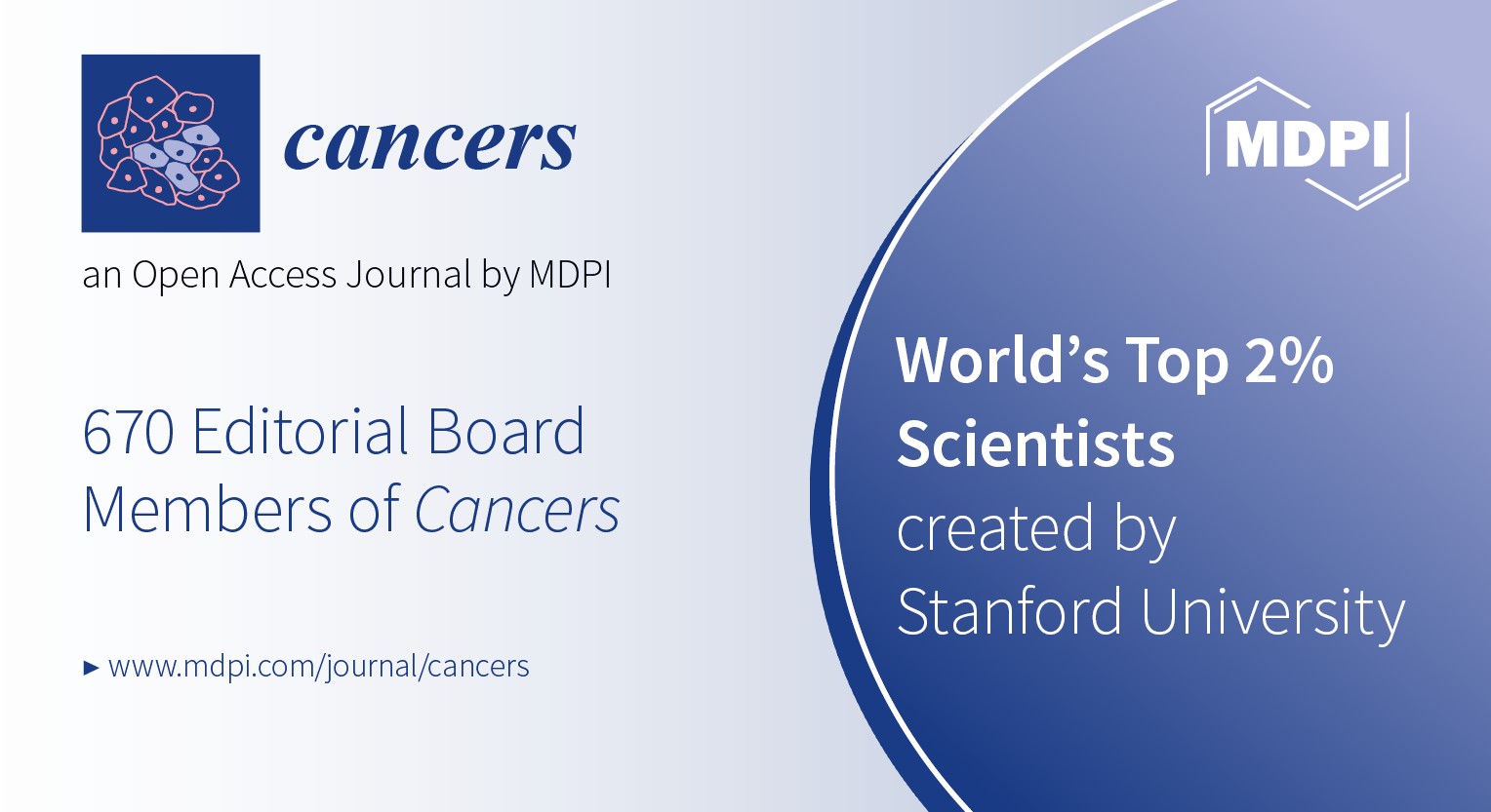 Editorial Board Members from Cancers Featured in Stanford’s List of the World’s Top 2% Scientists