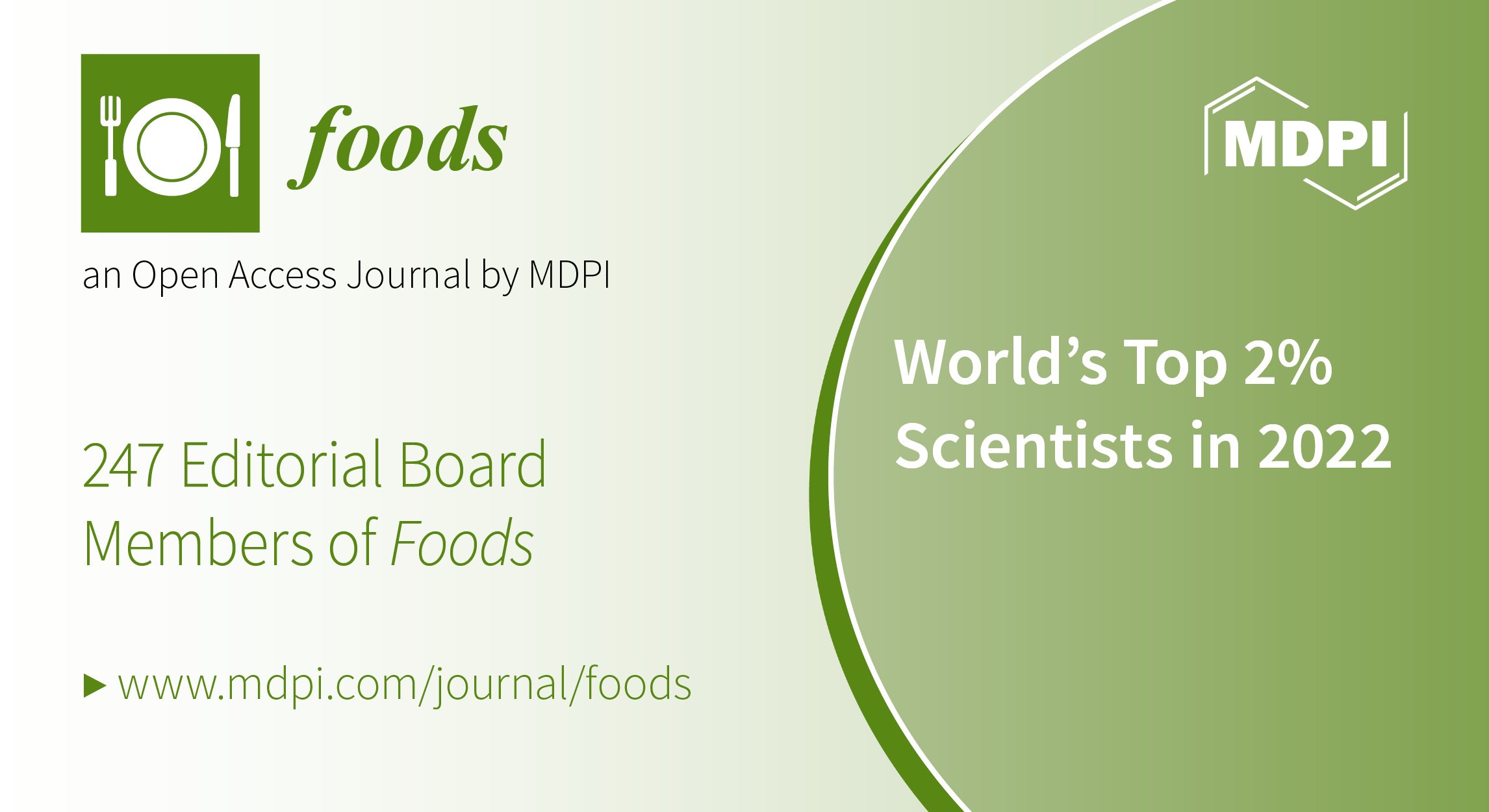 Editorial Board Members from Foods Featured among the World’s Top 2% Scientists in 2022