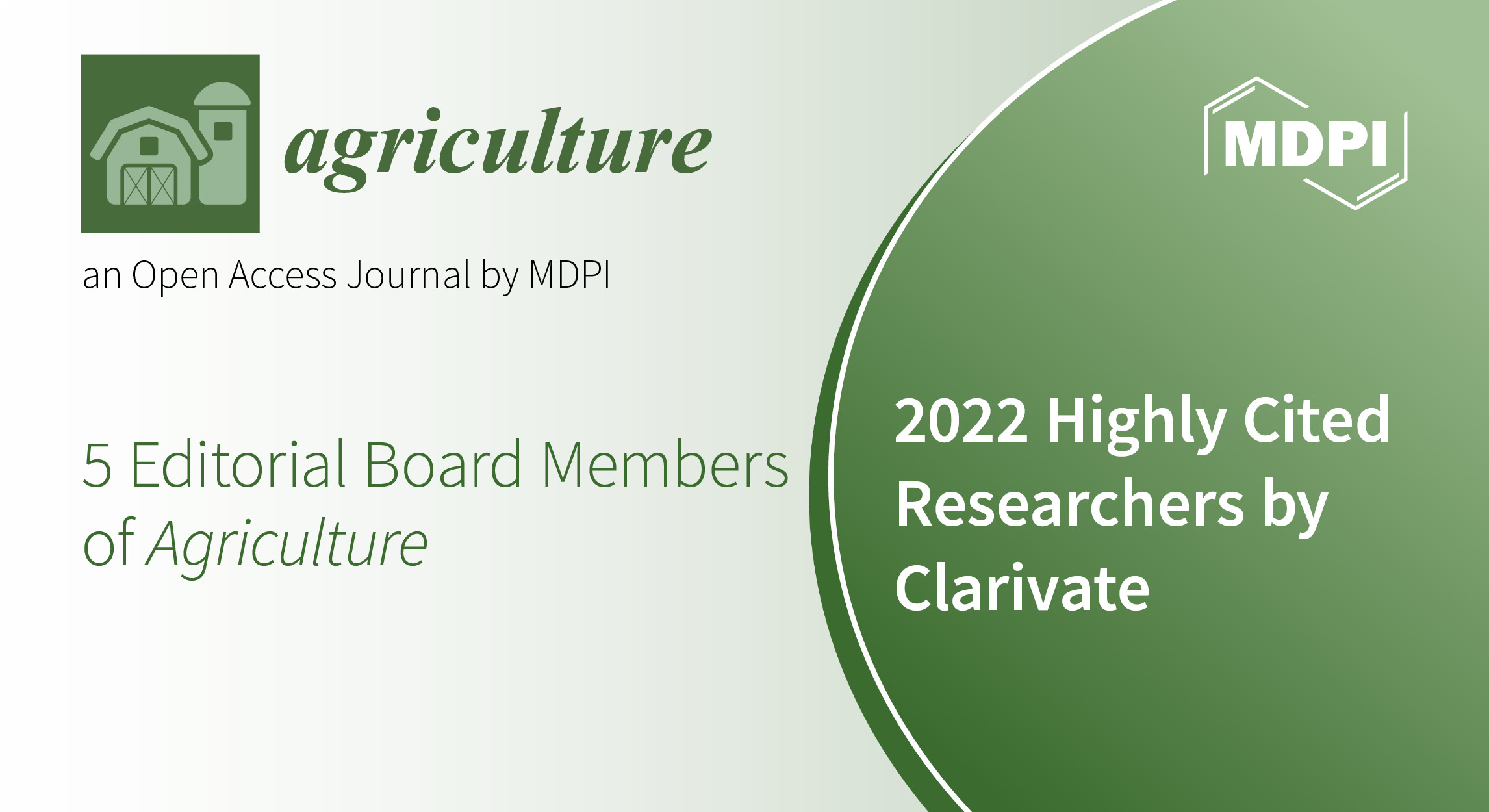Editorial Board Members from Agriculture Featured in the 2022 Highly Cited Researchers List Published by Clarivate